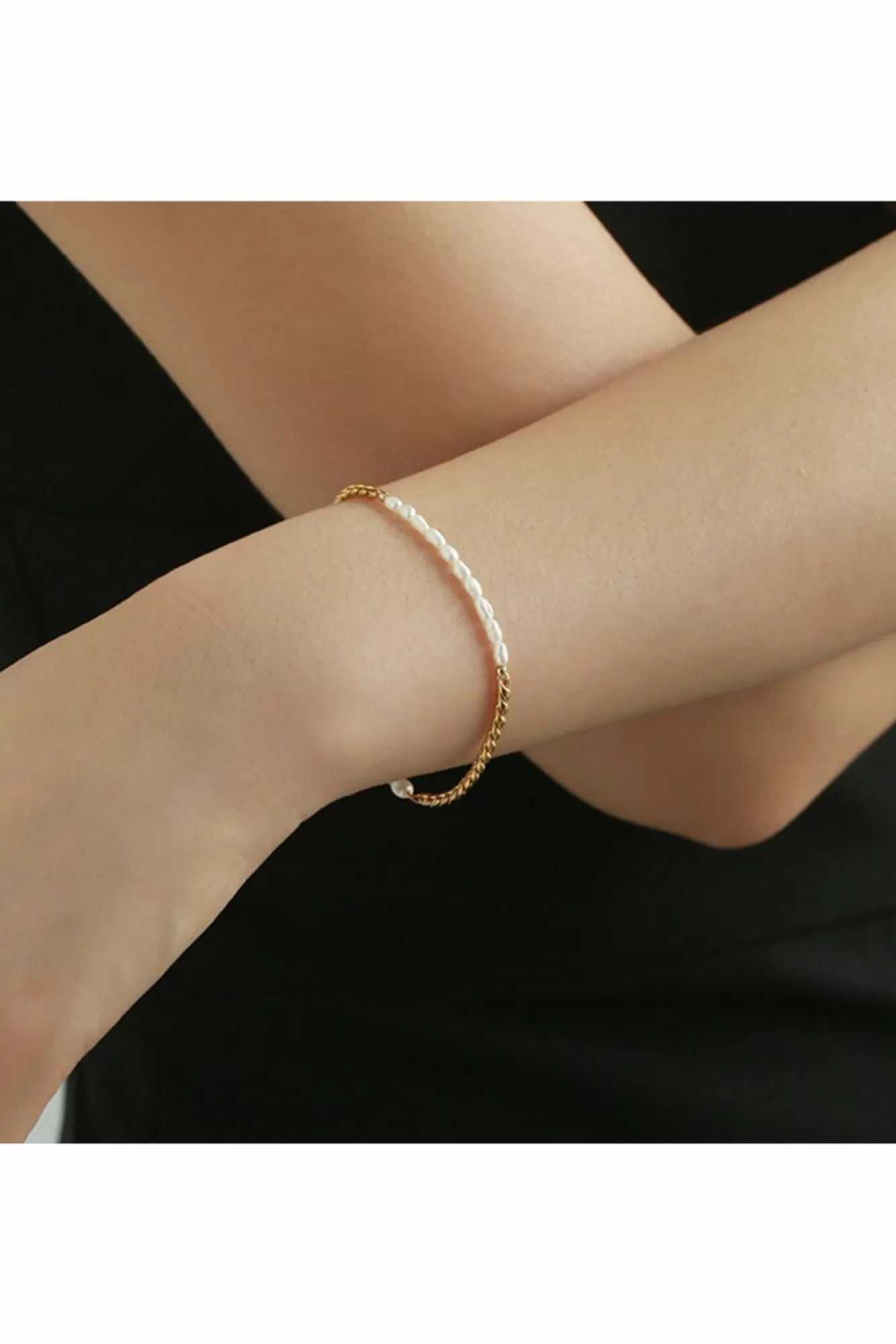 Jewellery^White Leaf Snake Chain & Pearl Bracelet In Gold