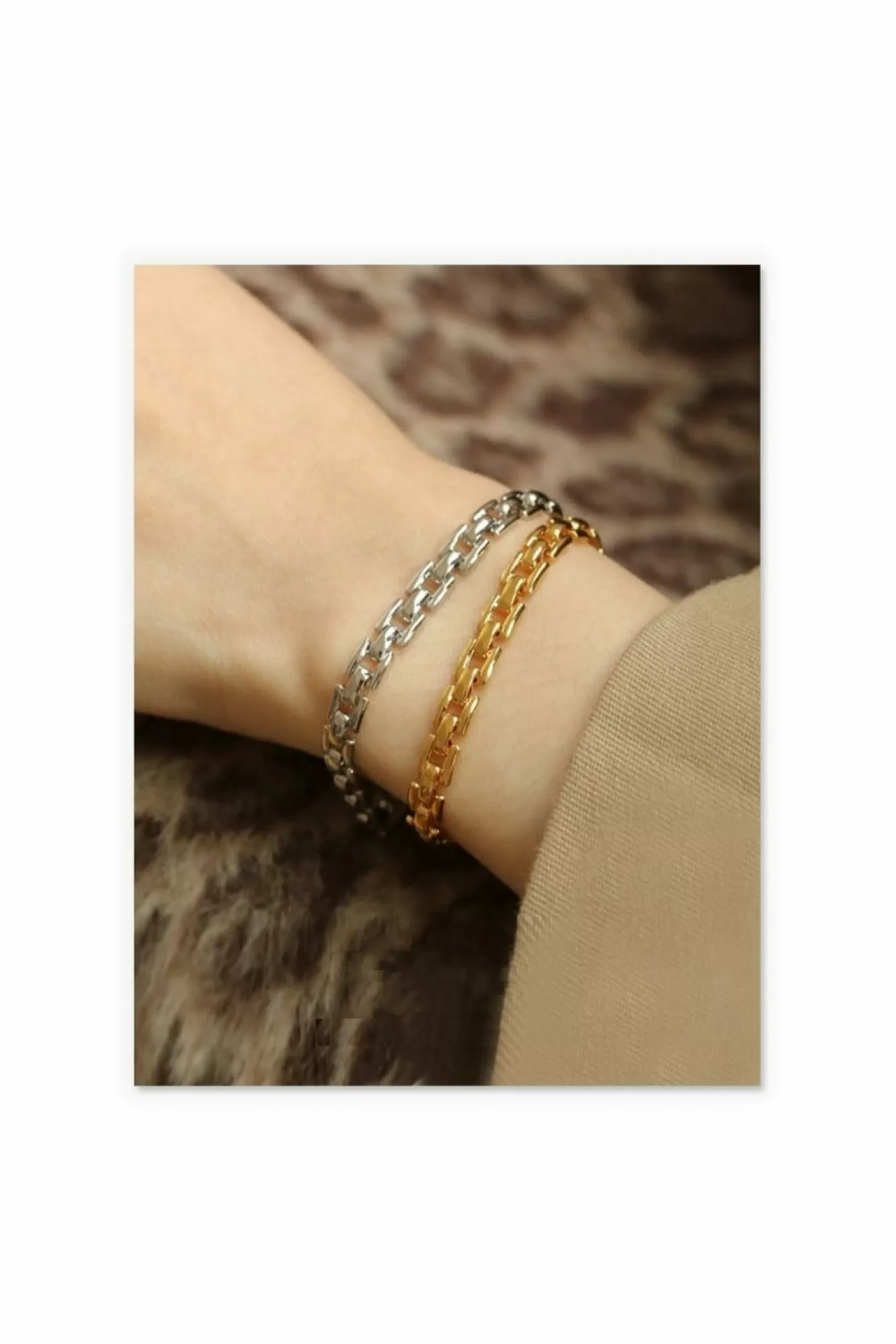 Jewellery^White Leaf Square Chain Link Bracelet In Gold