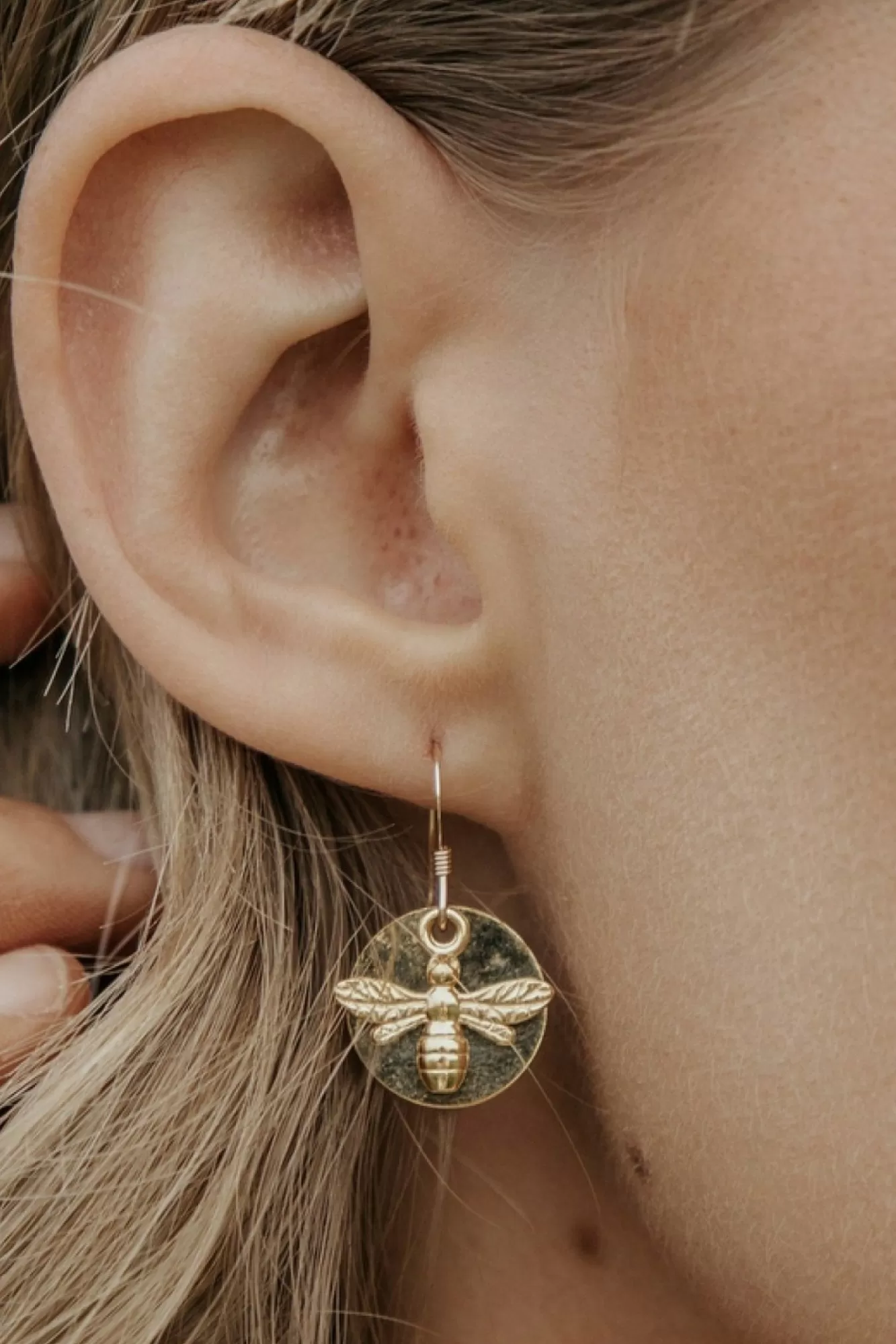 Jewellery^Wisteria London Bee Coin Earrings Gold