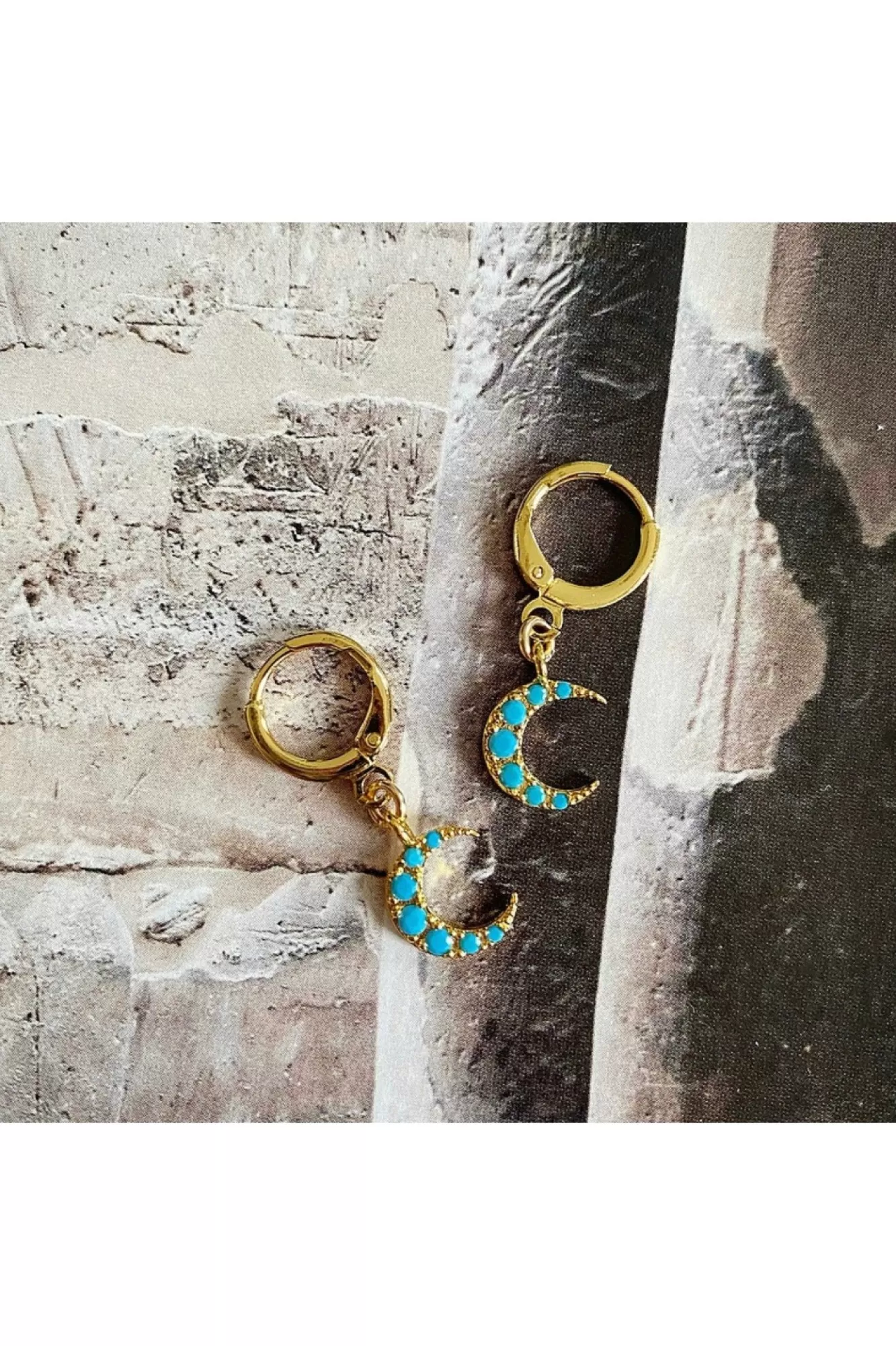 Jewellery^Wisteria London Cadence Turquoise Huggie Hoop Earrings Blue