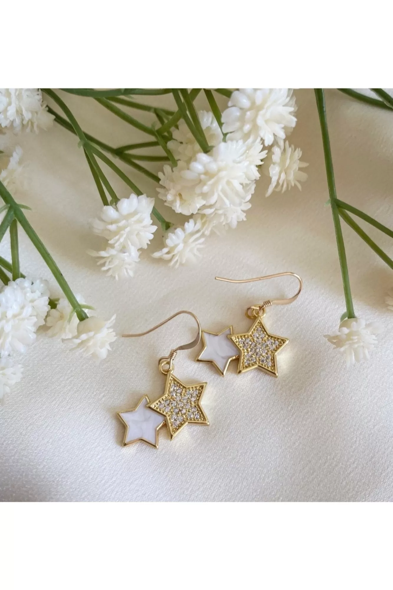 Jewellery^Wisteria London Clara Double Star Earrings Gold
