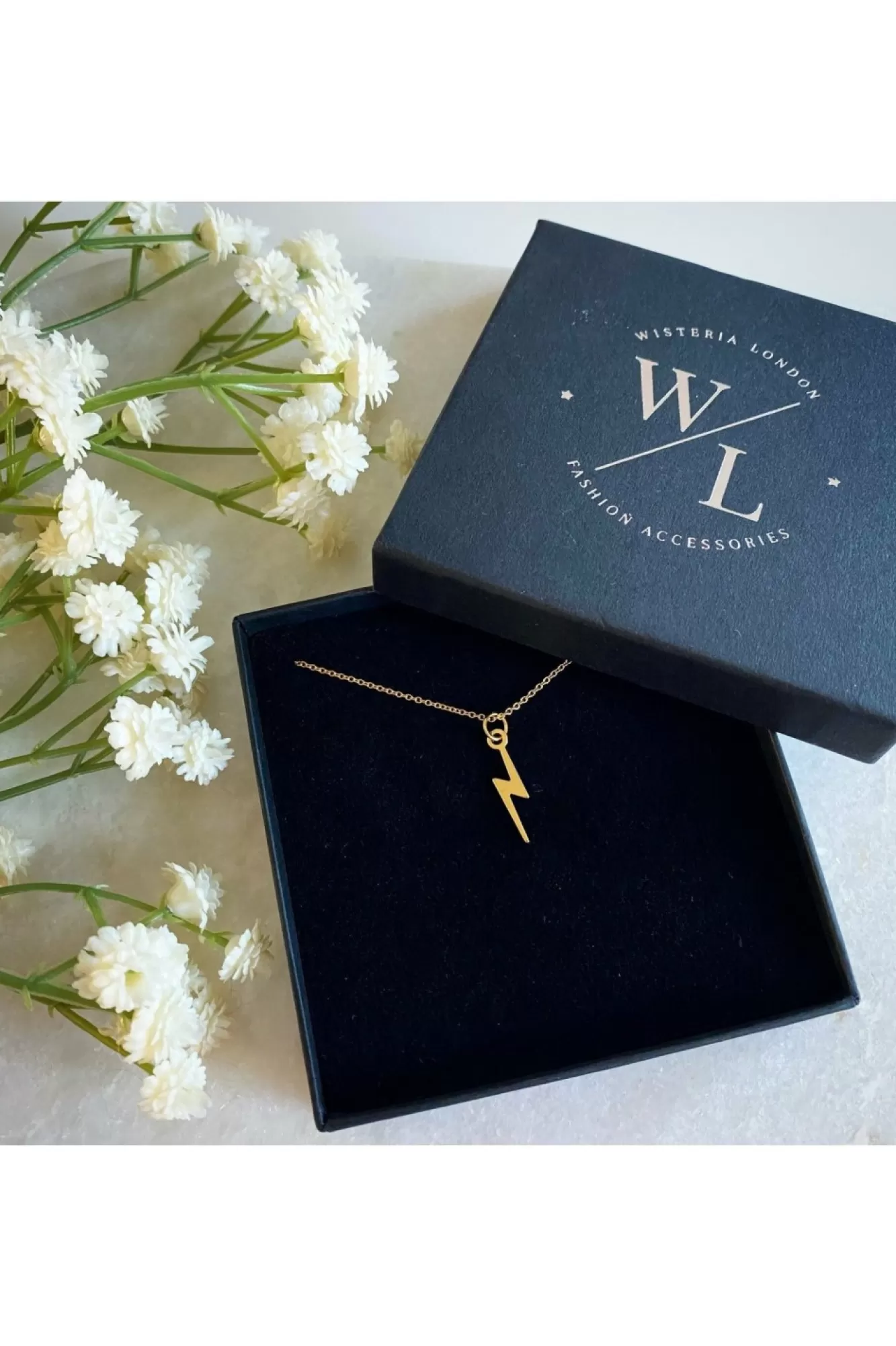 Jewellery^Wisteria London Dainty Lightning Bolt Necklace Gold