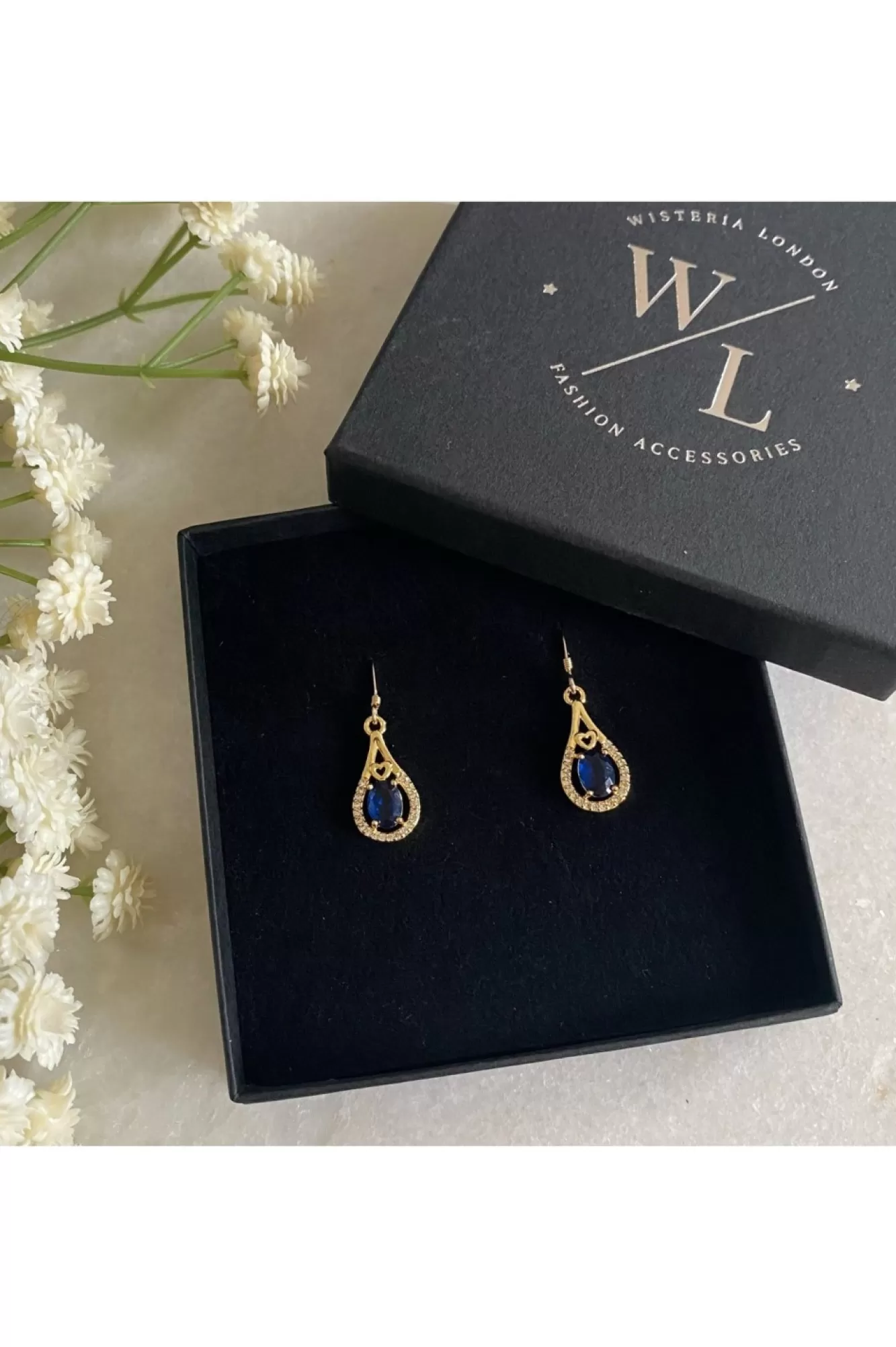 Jewellery^Wisteria London Esmeralda Teardrop Earrings Blue
