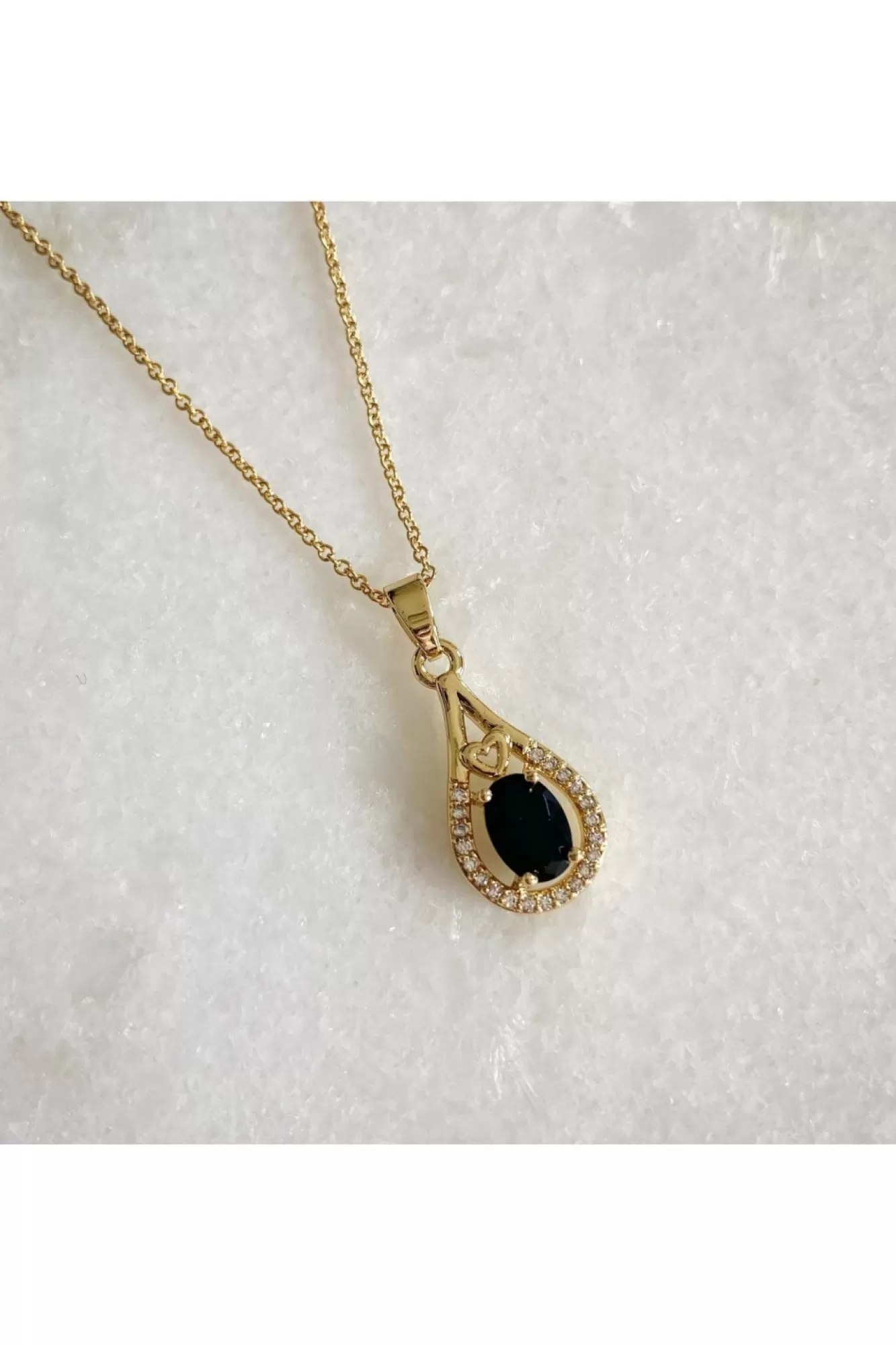 Jewellery^Wisteria London Esmeralda Teardrop Necklace Black