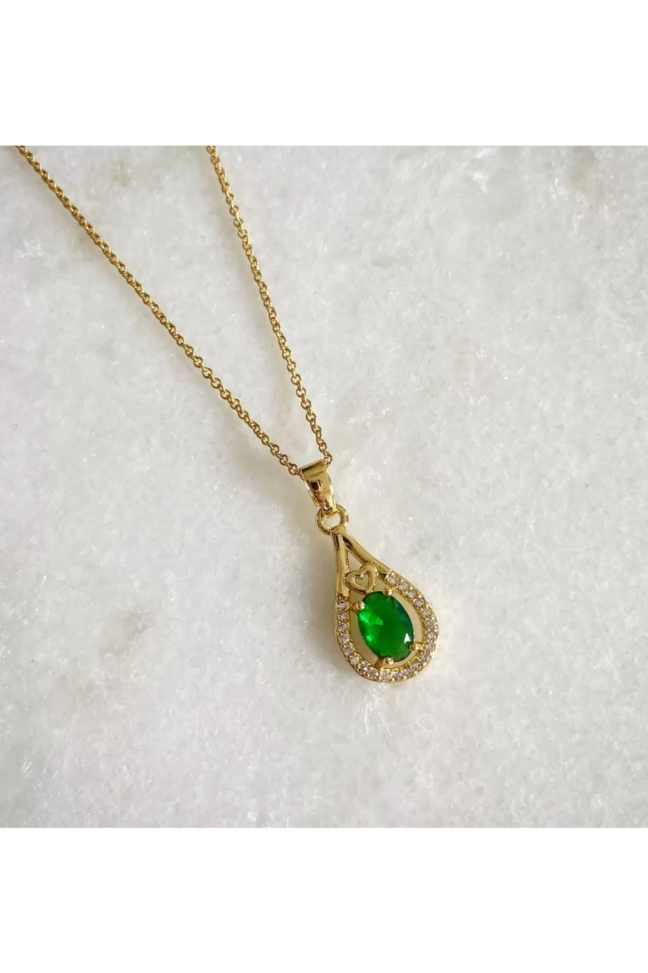 Jewellery^Wisteria London Esmeralda Teardrop Necklace Green