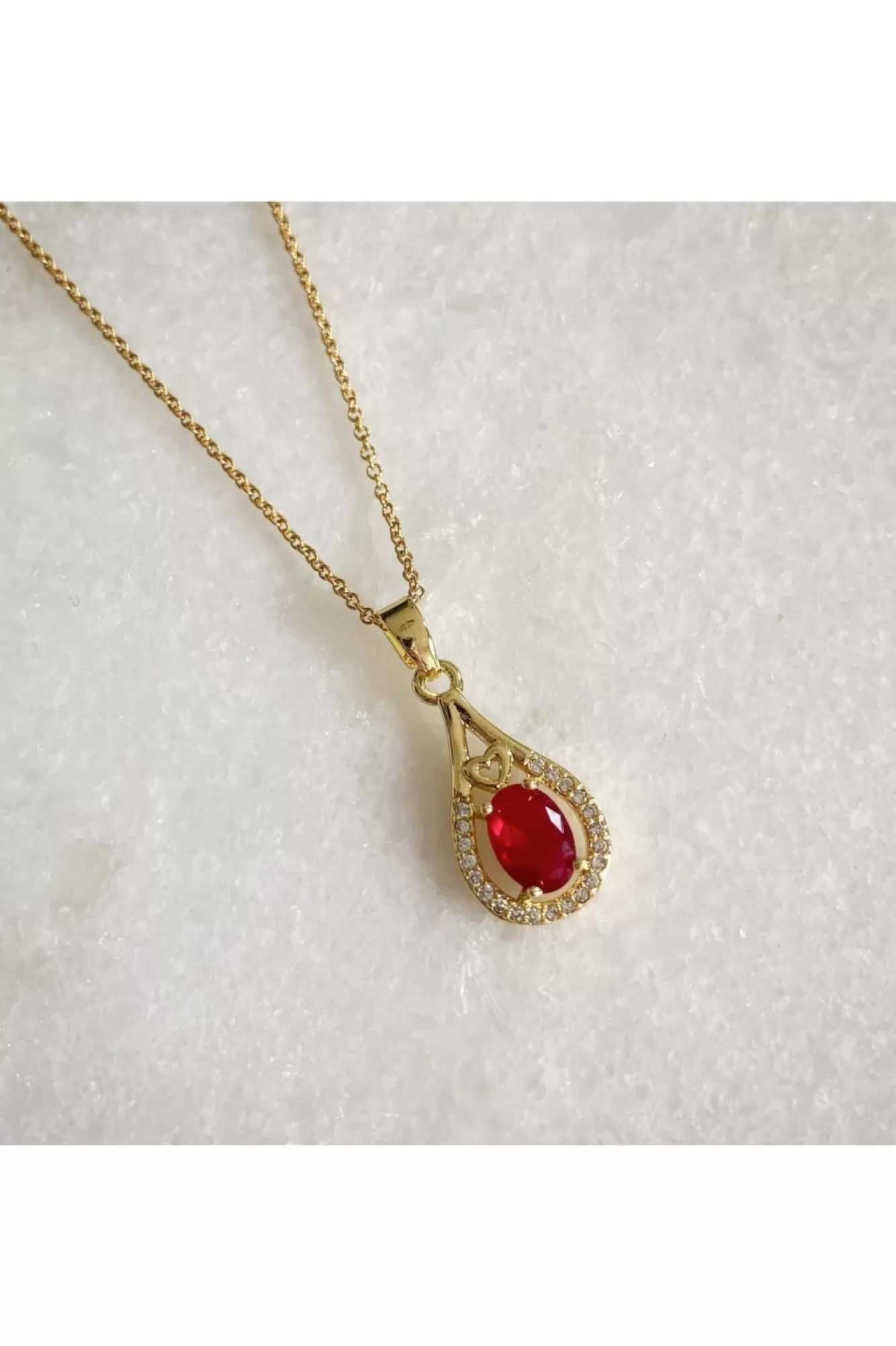 Jewellery^Wisteria London Esmeralda Teardrop Necklace Red