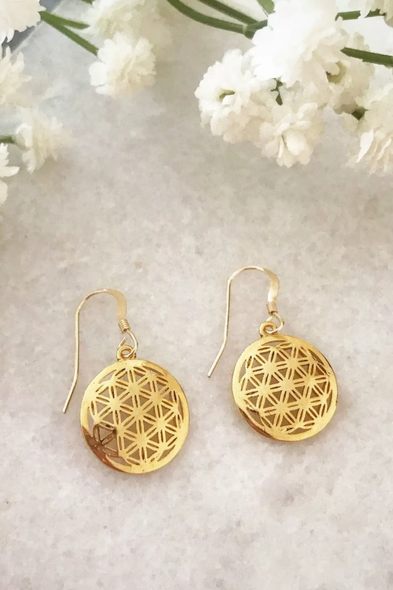 Jewellery^Wisteria London Flower Of Life Drop Earrings Gold