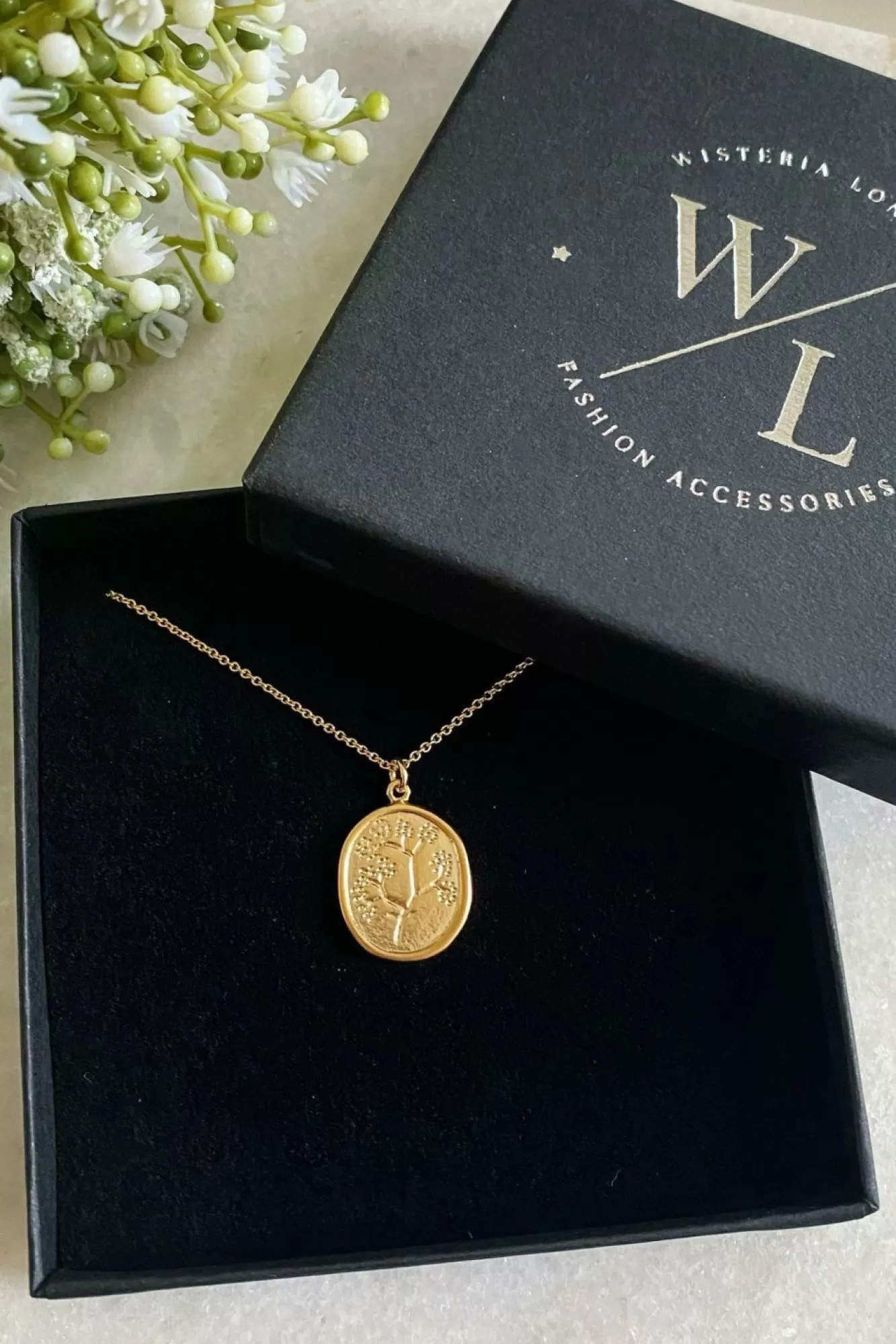 Jewellery^Wisteria London Harper Floral Necklace Gold