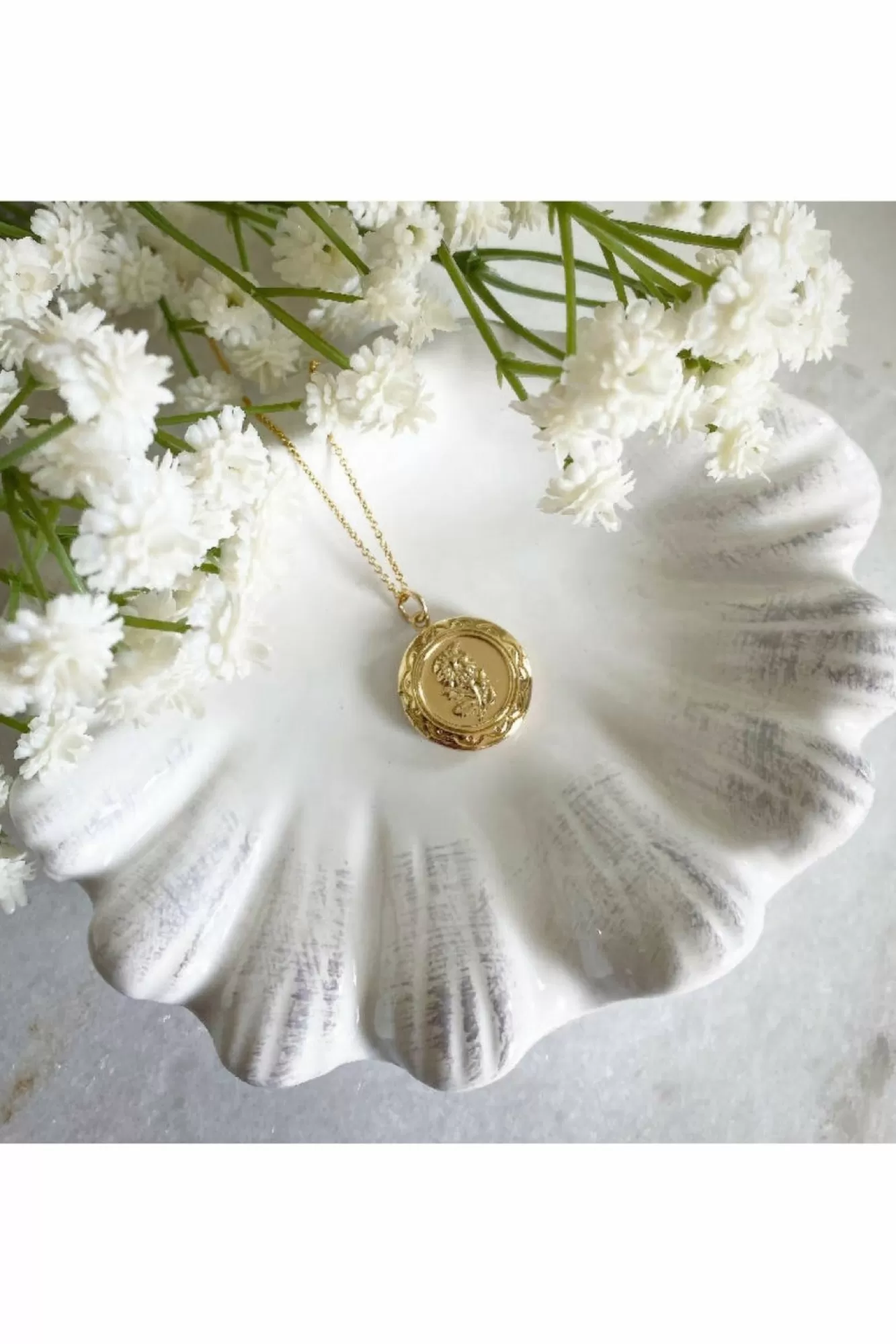 Jewellery^Wisteria London Maria Flower Locket Gold