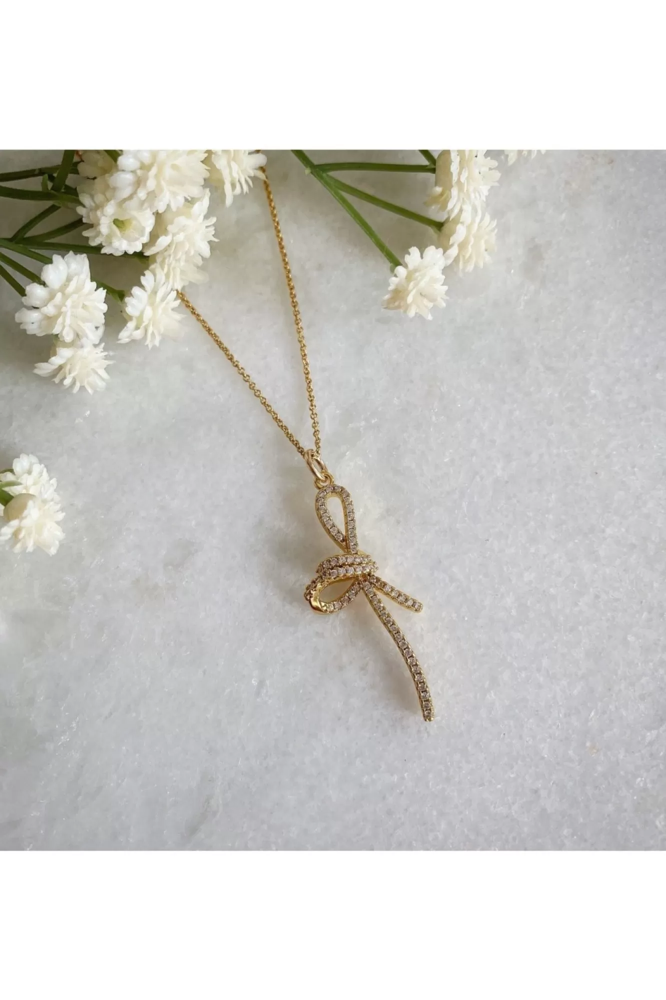 Jewellery^Wisteria London Mirabelle Cz Bow Necklace Gold