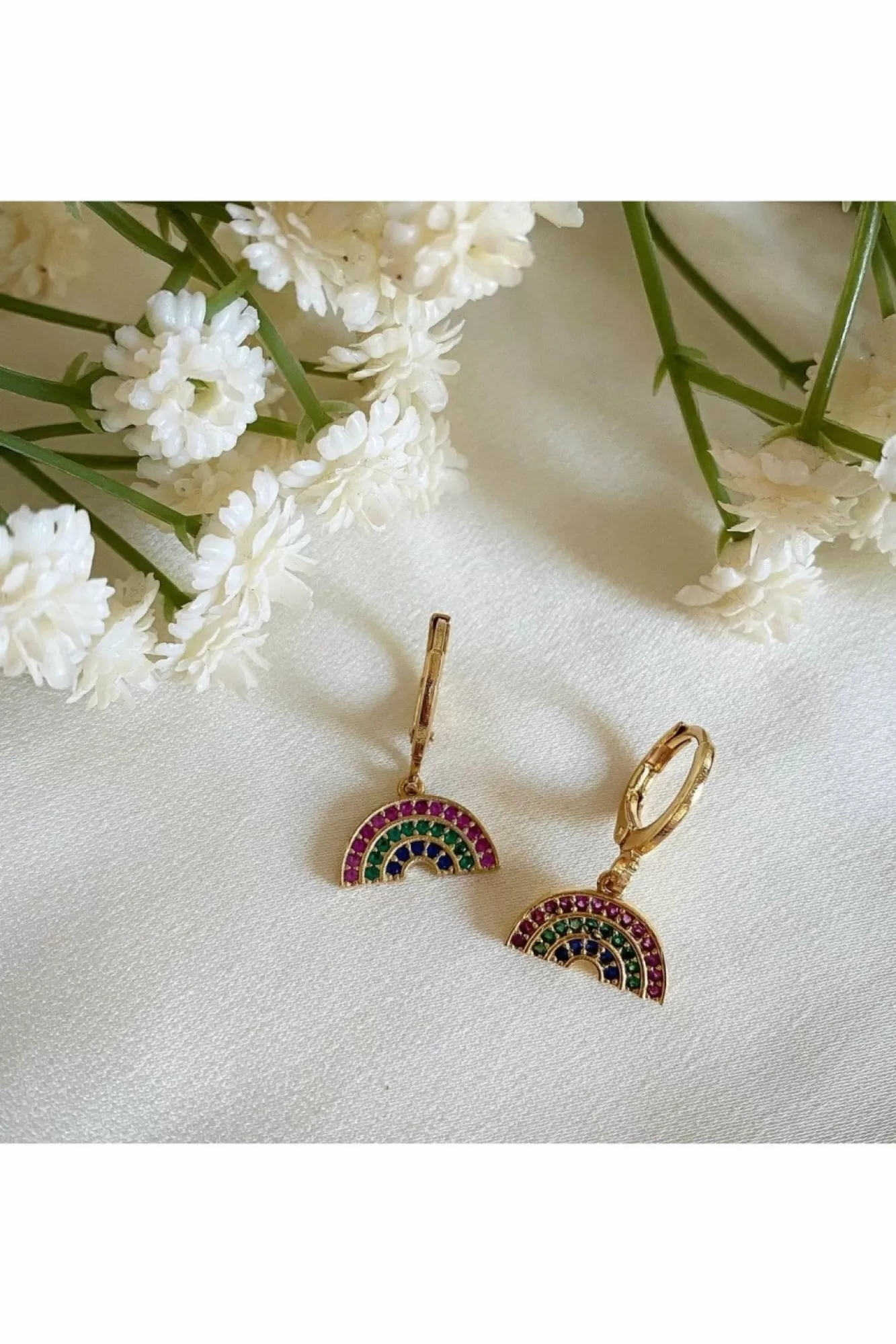 Jewellery^Wisteria London Rainbow Huggie Hoop Earrings Multicolor
