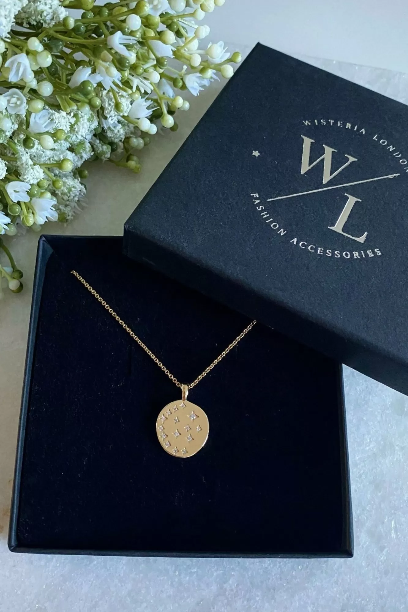 Jewellery^Wisteria London Starry Night Cz Necklace Gold