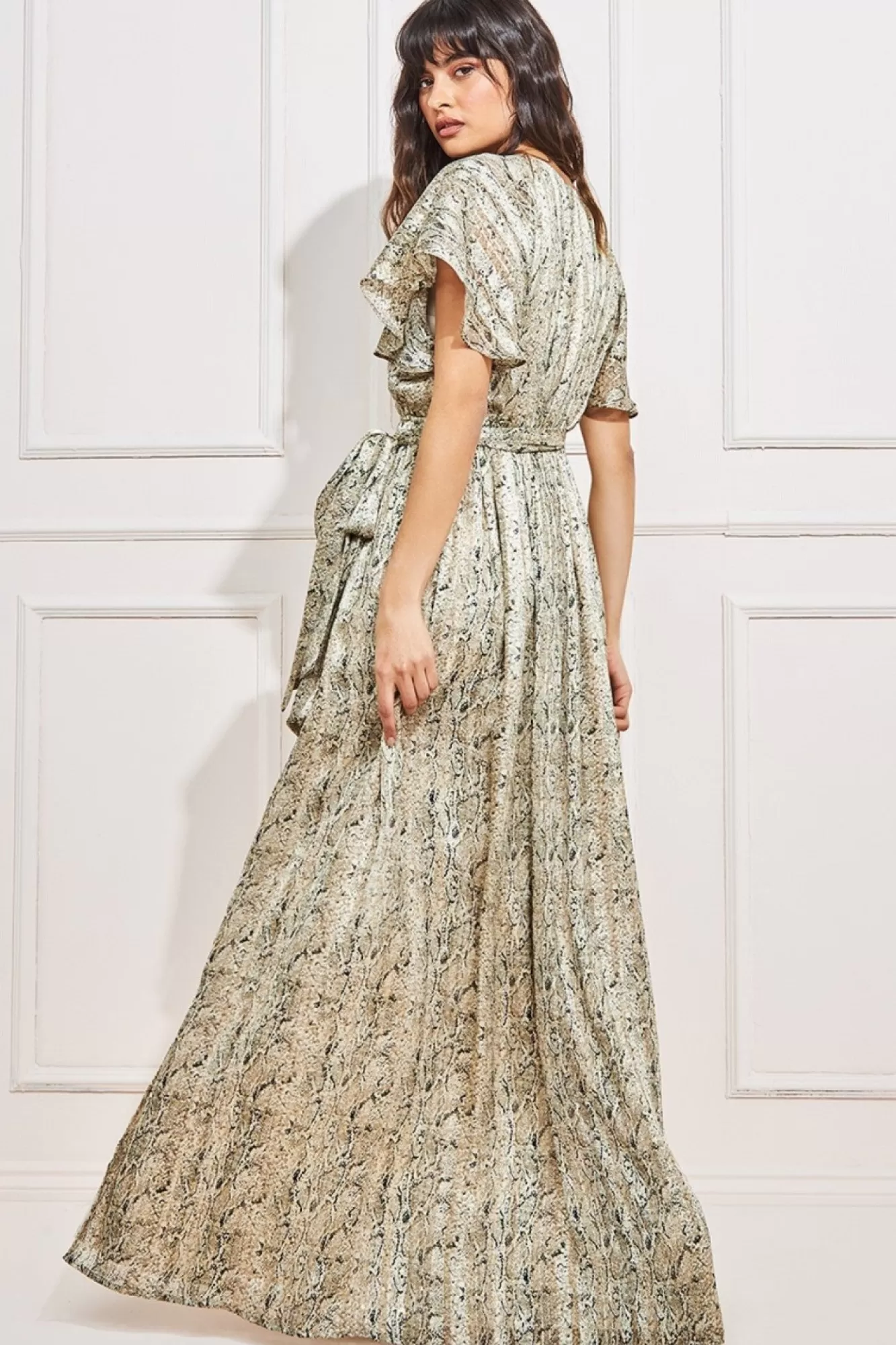 Maxi Dresses^* Wrap Printed Chiffon Maxi Dress Snakeprint