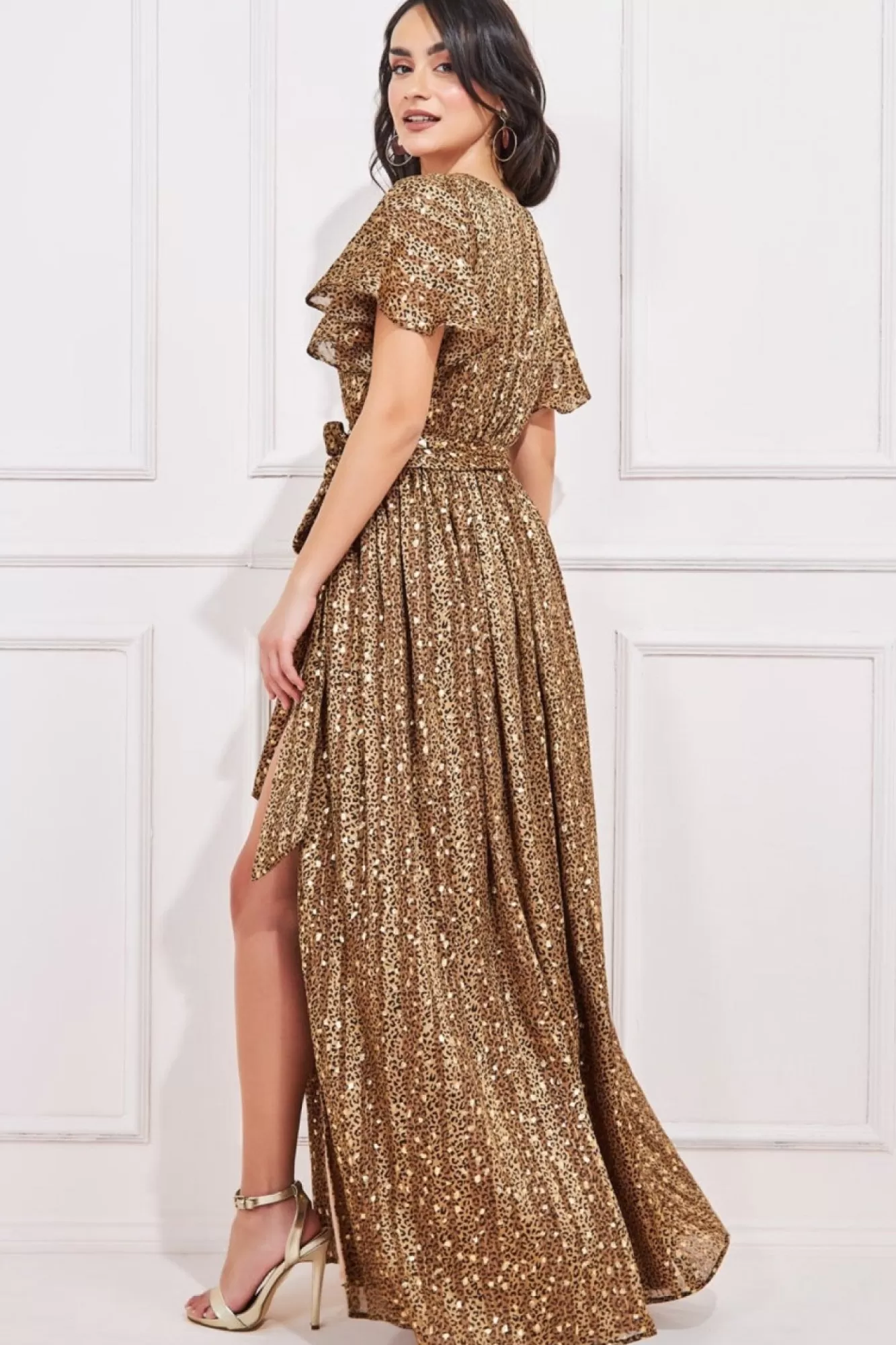 Maxi Dresses^* Wrap Printed Chiffon Maxi Dress - Animal Print Leopardprint