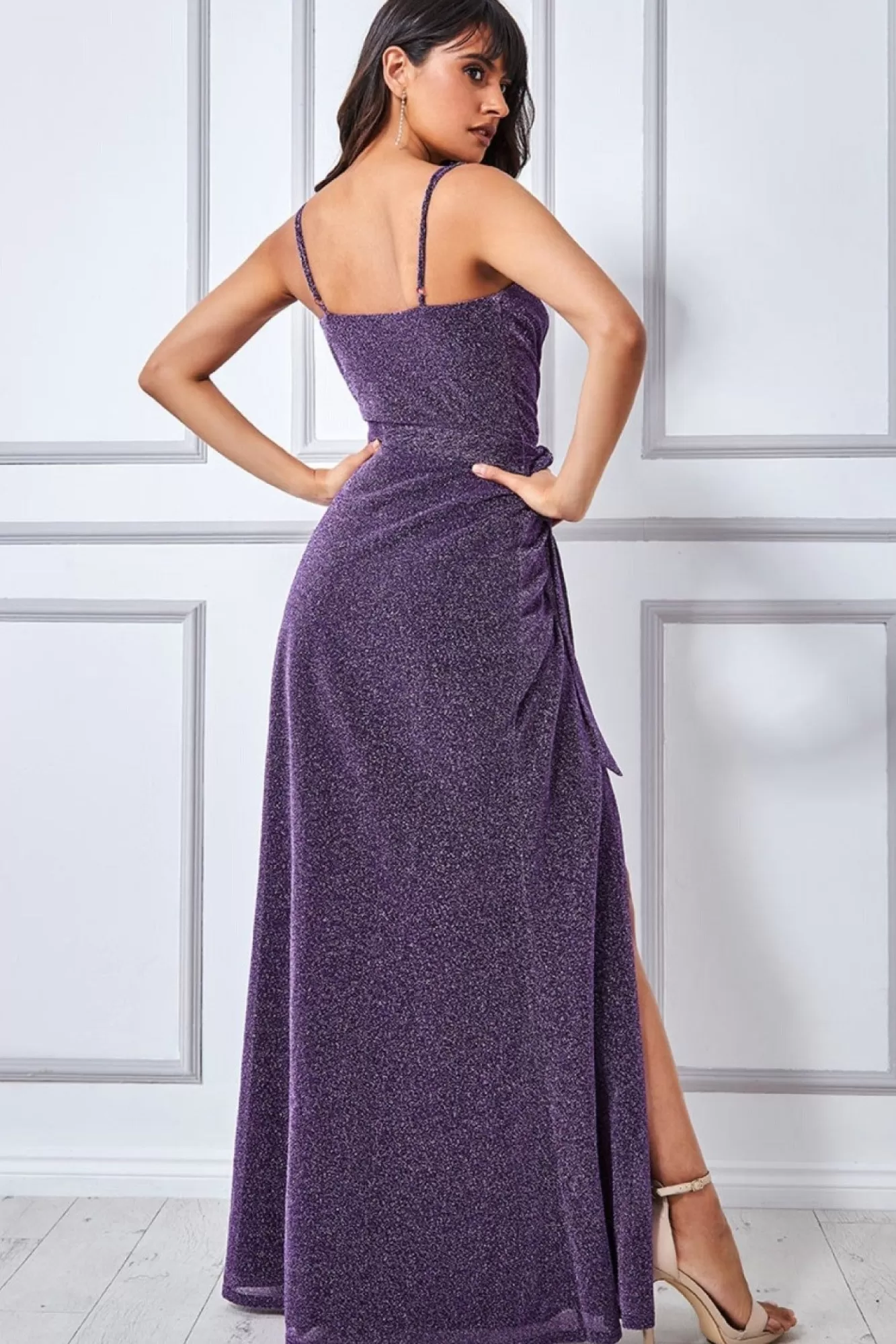 Maxi Dresses^* Wrap Style Spaghetti Strap Maxi With Split Purple