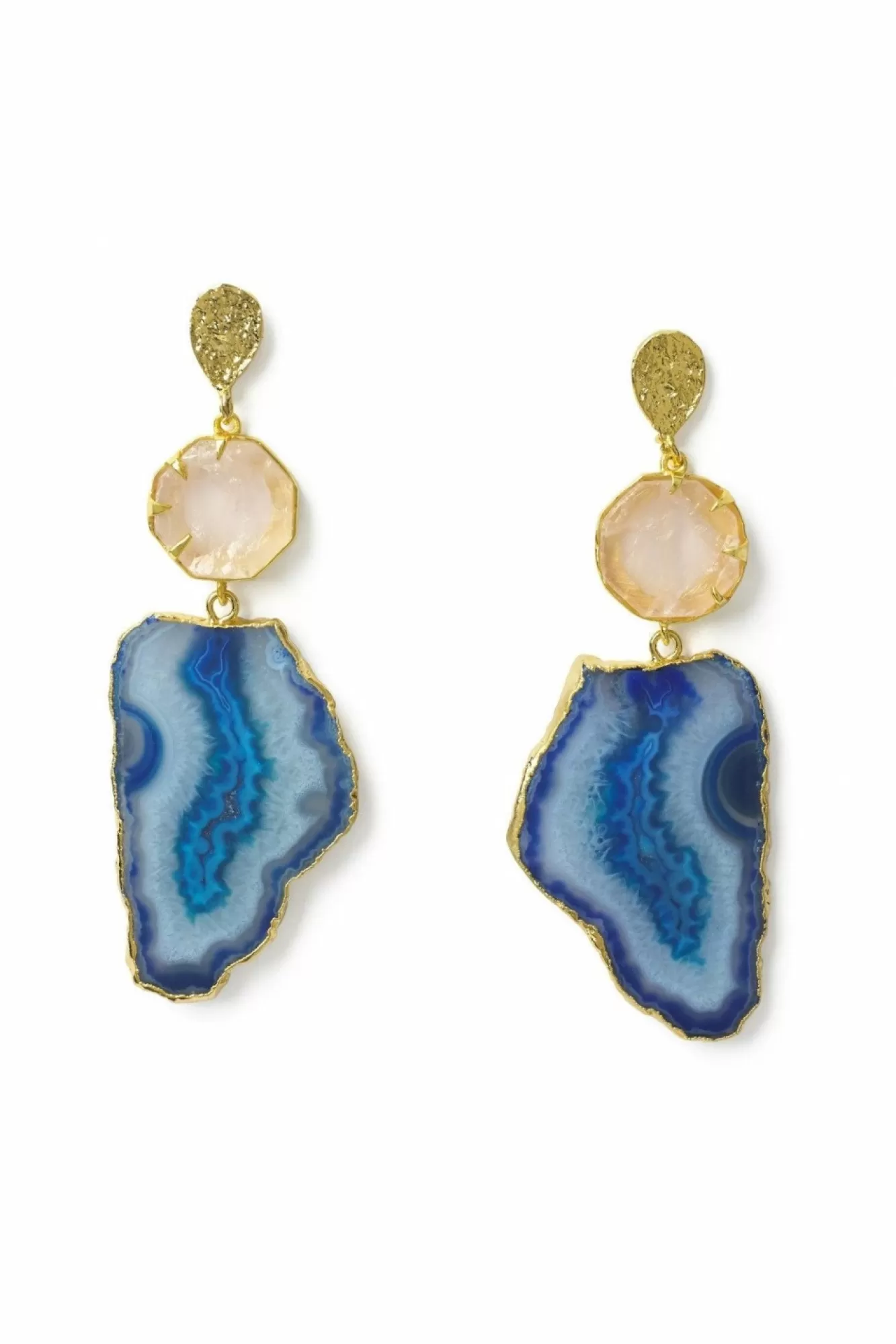 Jewellery^Yaa Yaa London 'Hold On' Rose Quartz Statement Earrings Blue