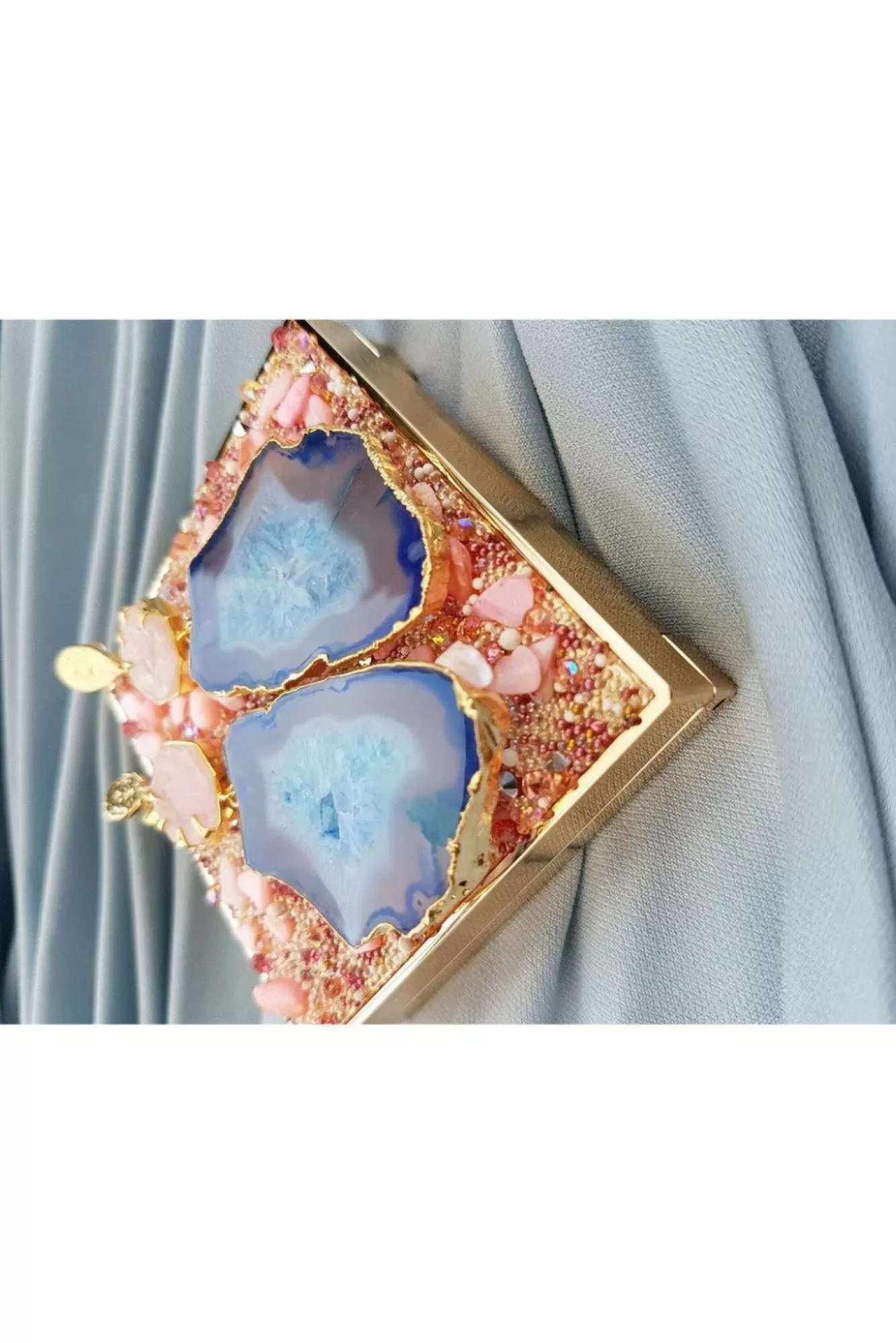Jewellery^Yaa Yaa London 'Hold On' Rose Quartz Statement Earrings Blue