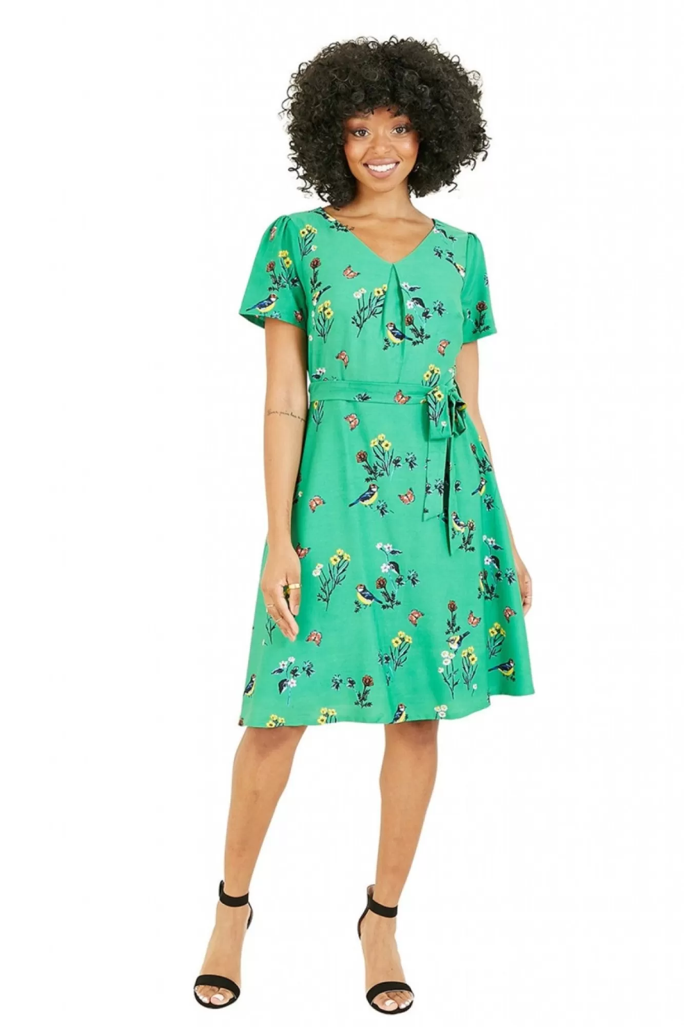 Mini Dresses^Yumi Bird Print Skater Dress Green