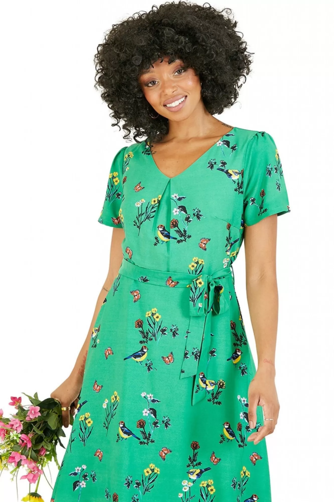 Mini Dresses^Yumi Bird Print Skater Dress Green