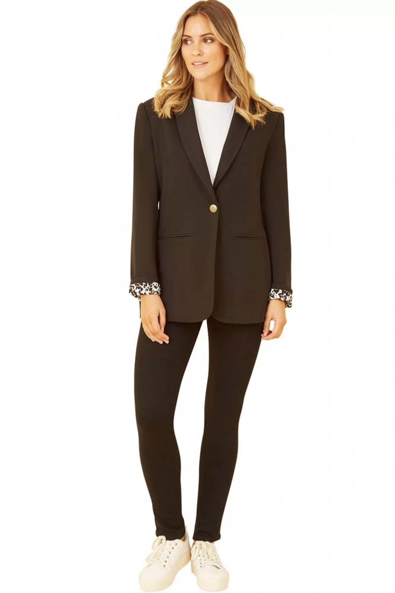 Outerwear^Yumi Blazer With Leopard Print Lining Black