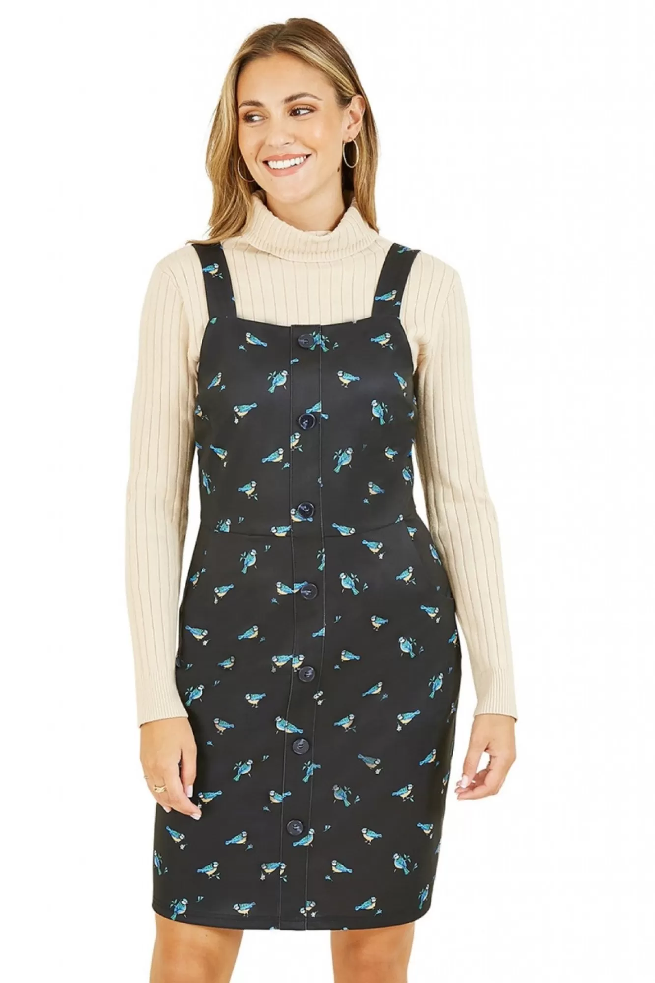 Mini Dresses^Yumi Blue Tit Dungaree Dress Black