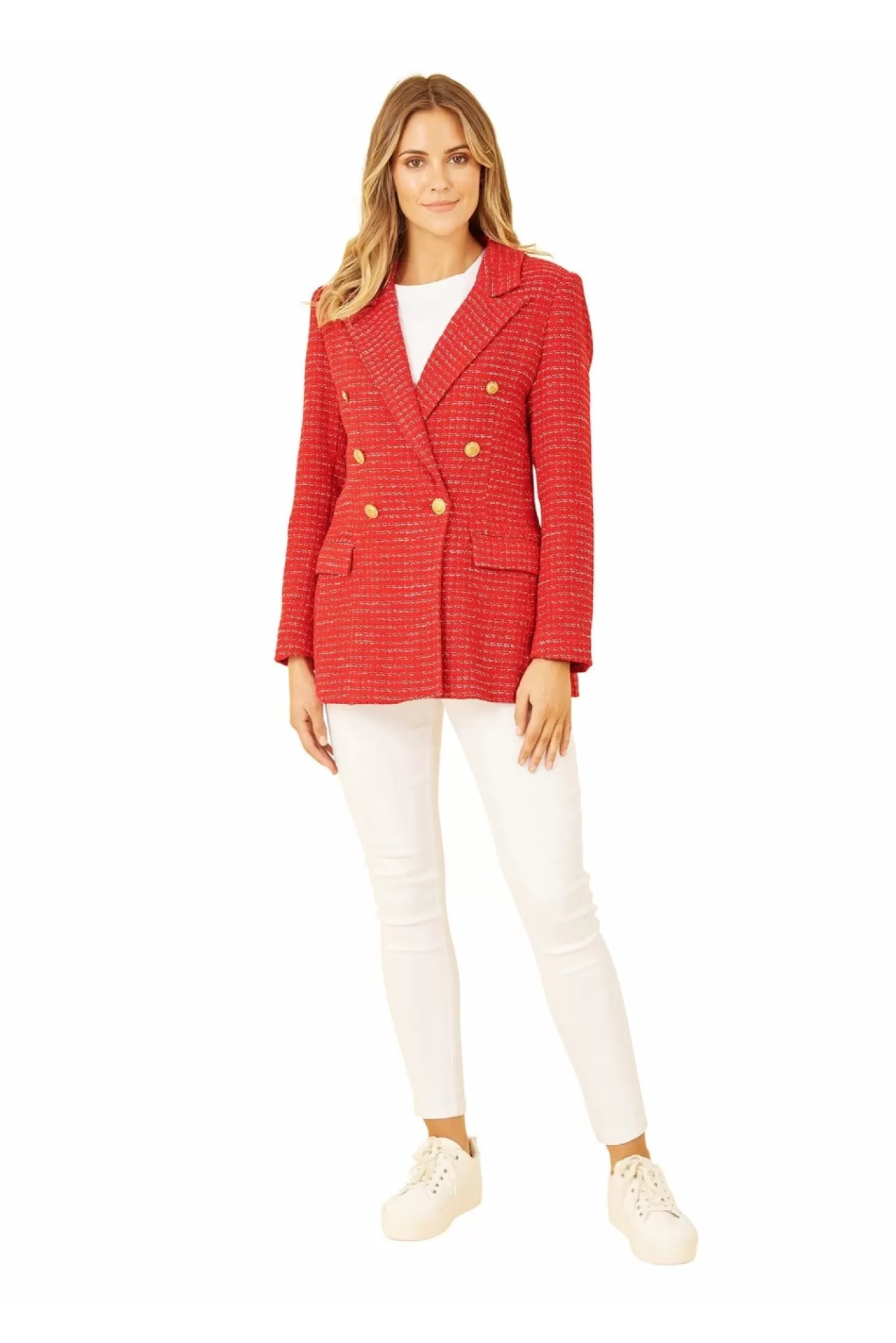 Outerwear^Yumi Boucle Fitted Blazer Red