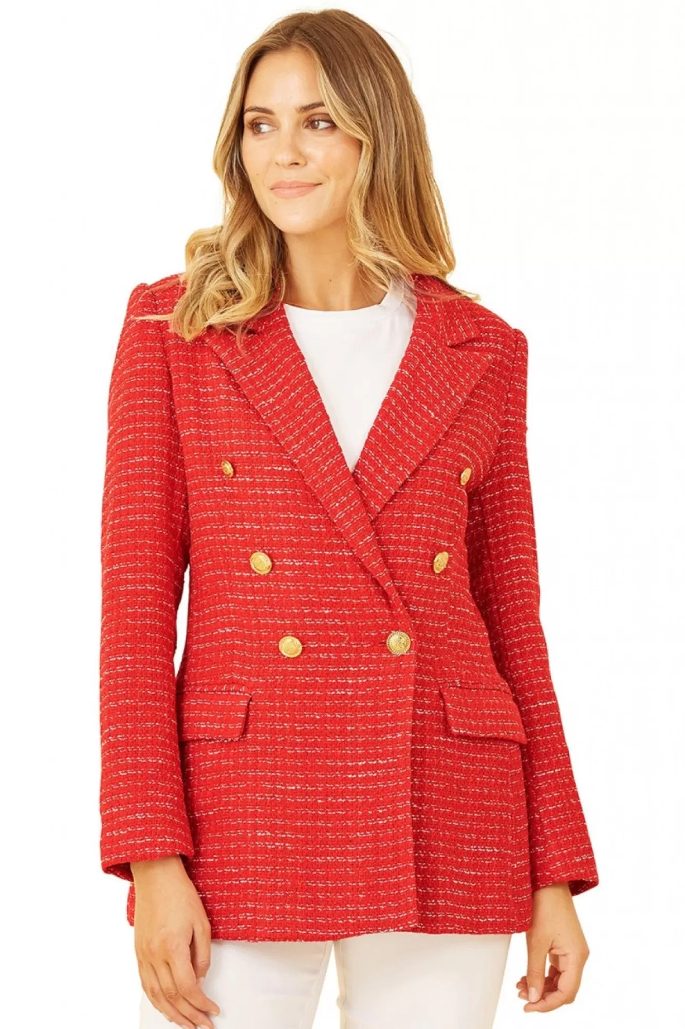 Outerwear^Yumi Boucle Fitted Blazer Red