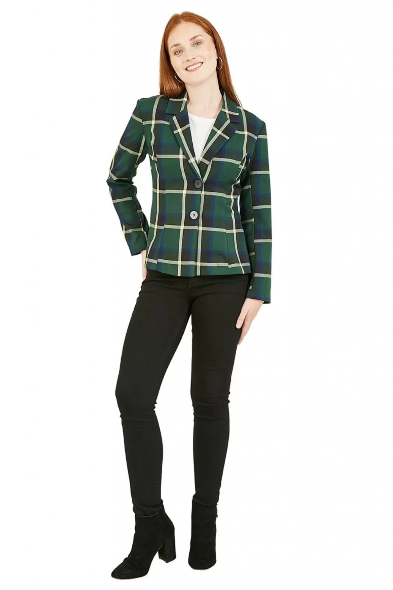 Outerwear^Yumi Checked Fitted Blazer Green