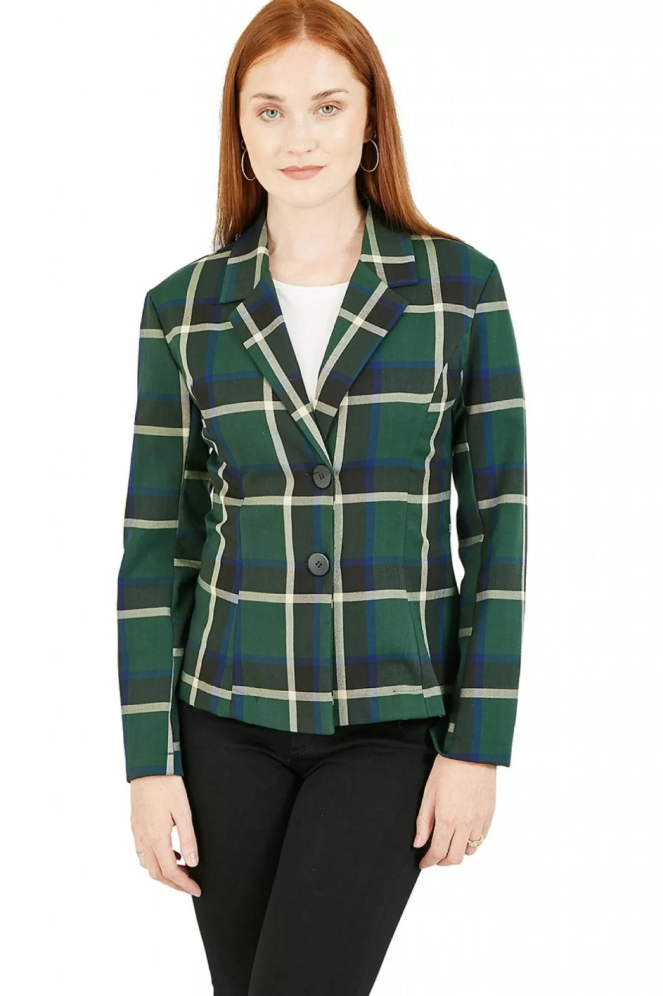Outerwear^Yumi Checked Fitted Blazer Green