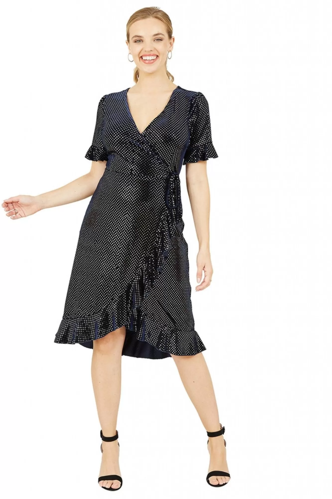 Mini Dresses^Yumi Diamante Wrap Dress Navy