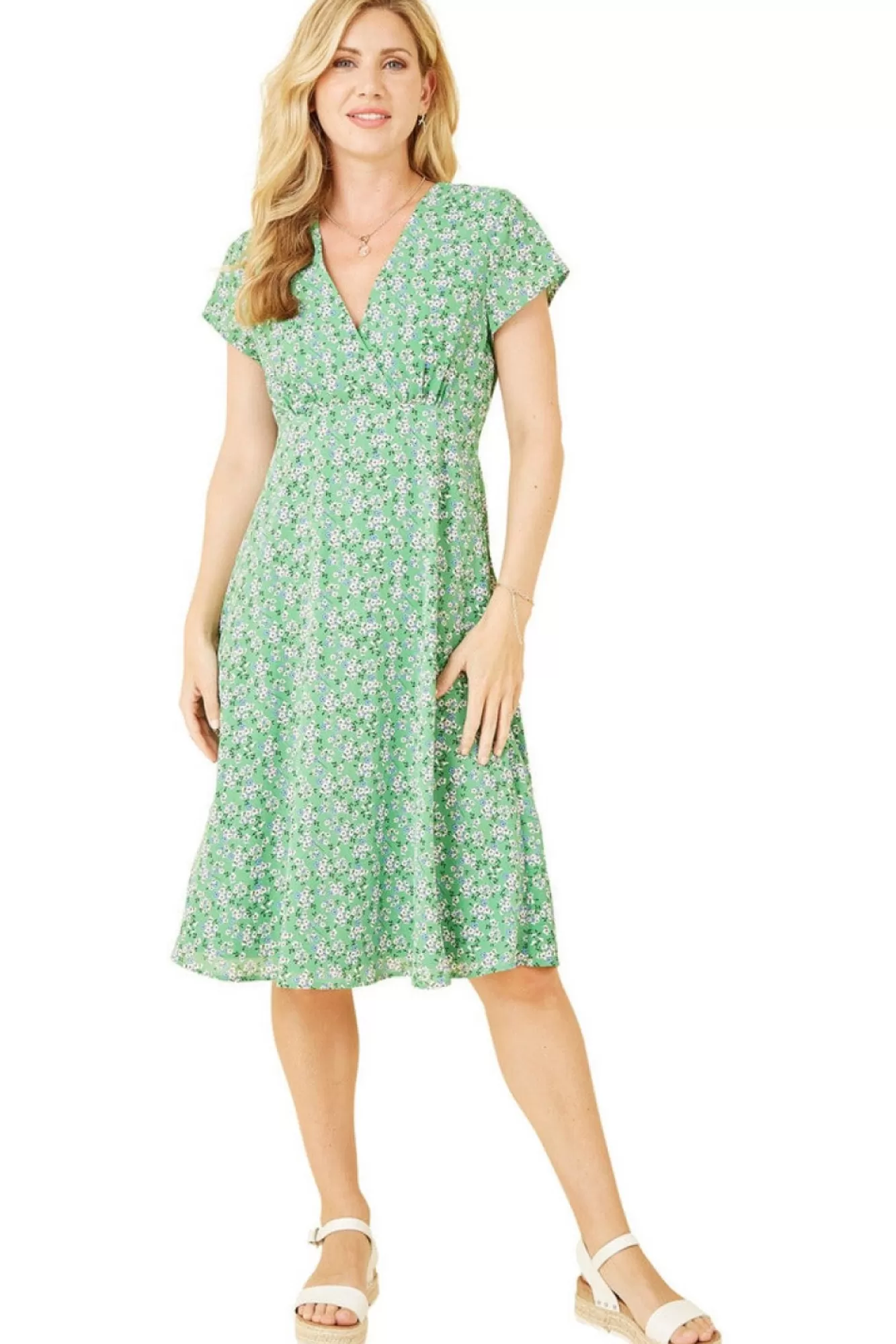 Mini Dresses^Yumi Ditsy Skater Wrap Dress Green