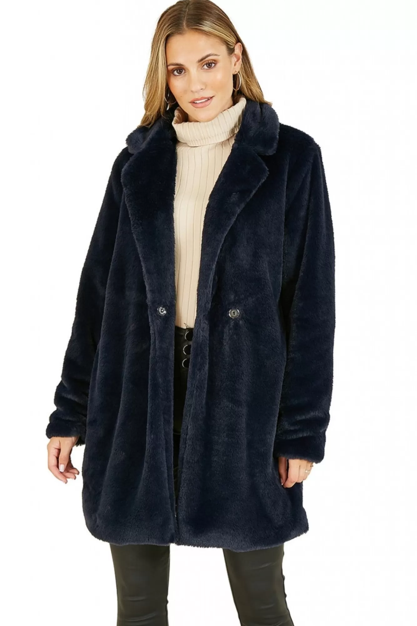 Outerwear^Yumi Faux Fur Coat Navy