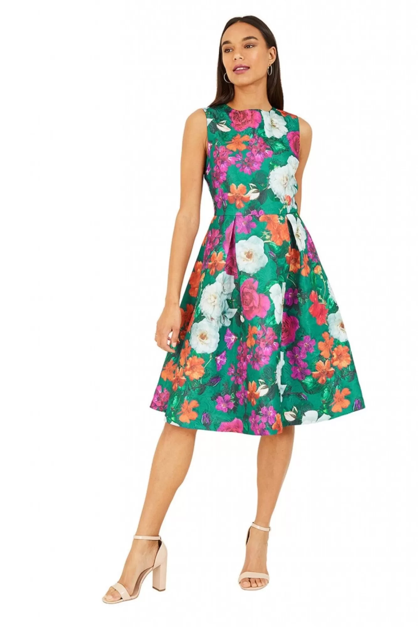 Mini Dresses^Yumi Floral Jacquard Skater Dress Green