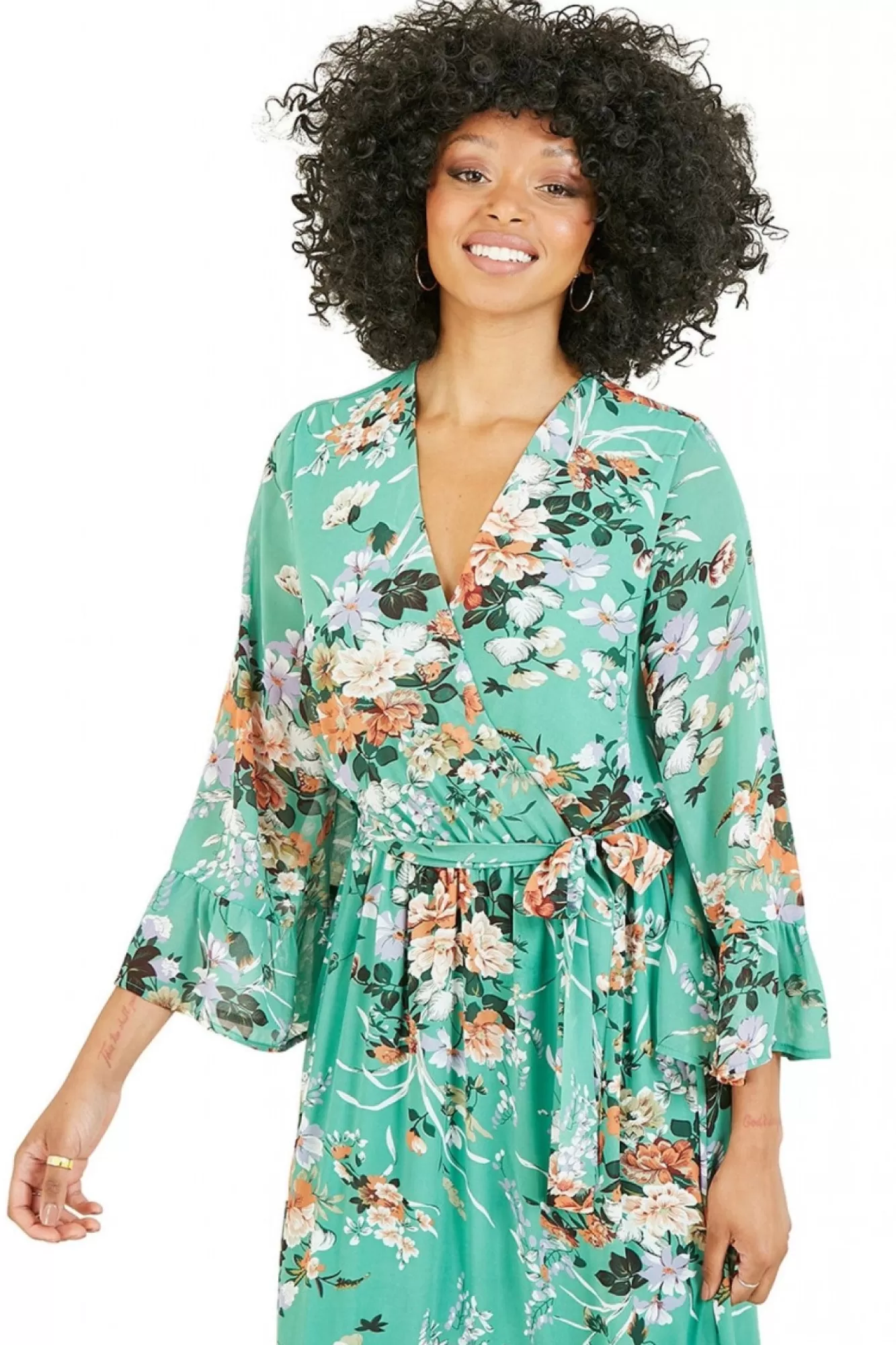 Midi Dresses^Yumi Garden Floral Print Dress Green