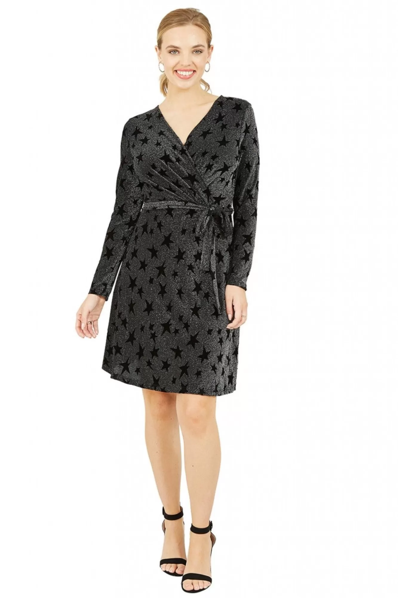 Mini Dresses^Yumi Glitter Star Wrap Dress Black