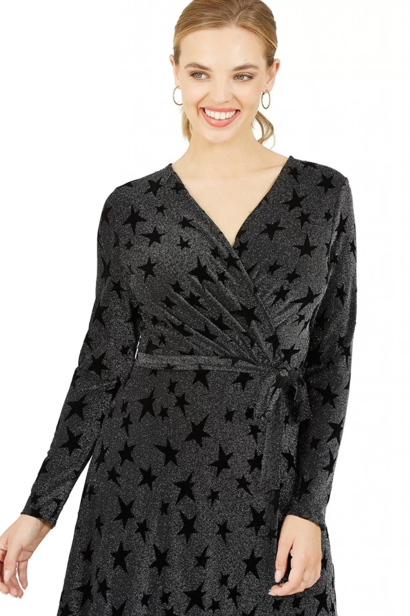 Mini Dresses^Yumi Glitter Star Wrap Dress Black