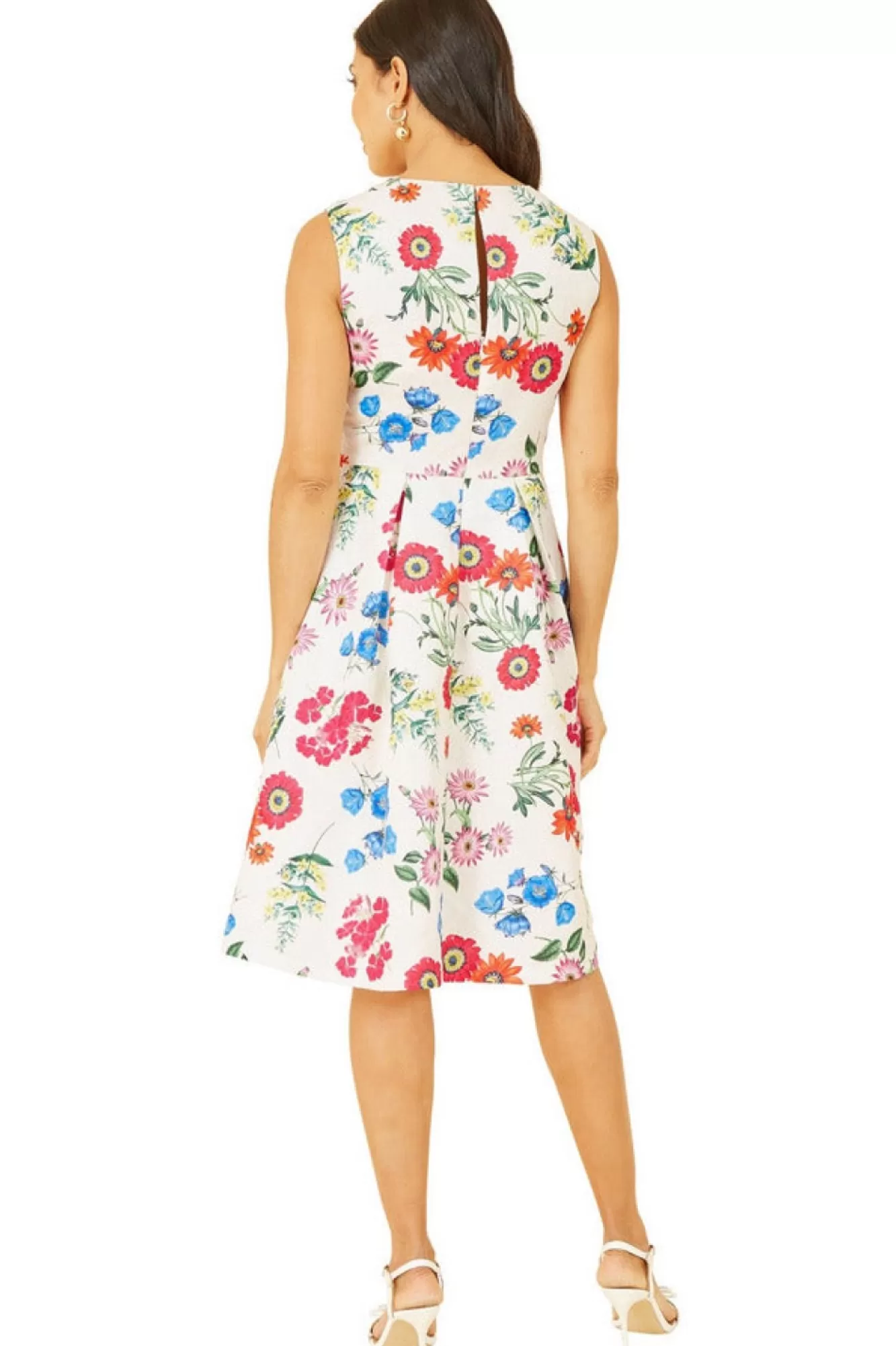 Mini Dresses^Yumi Ivory Botanical Floral Jacquard Skater Dress White