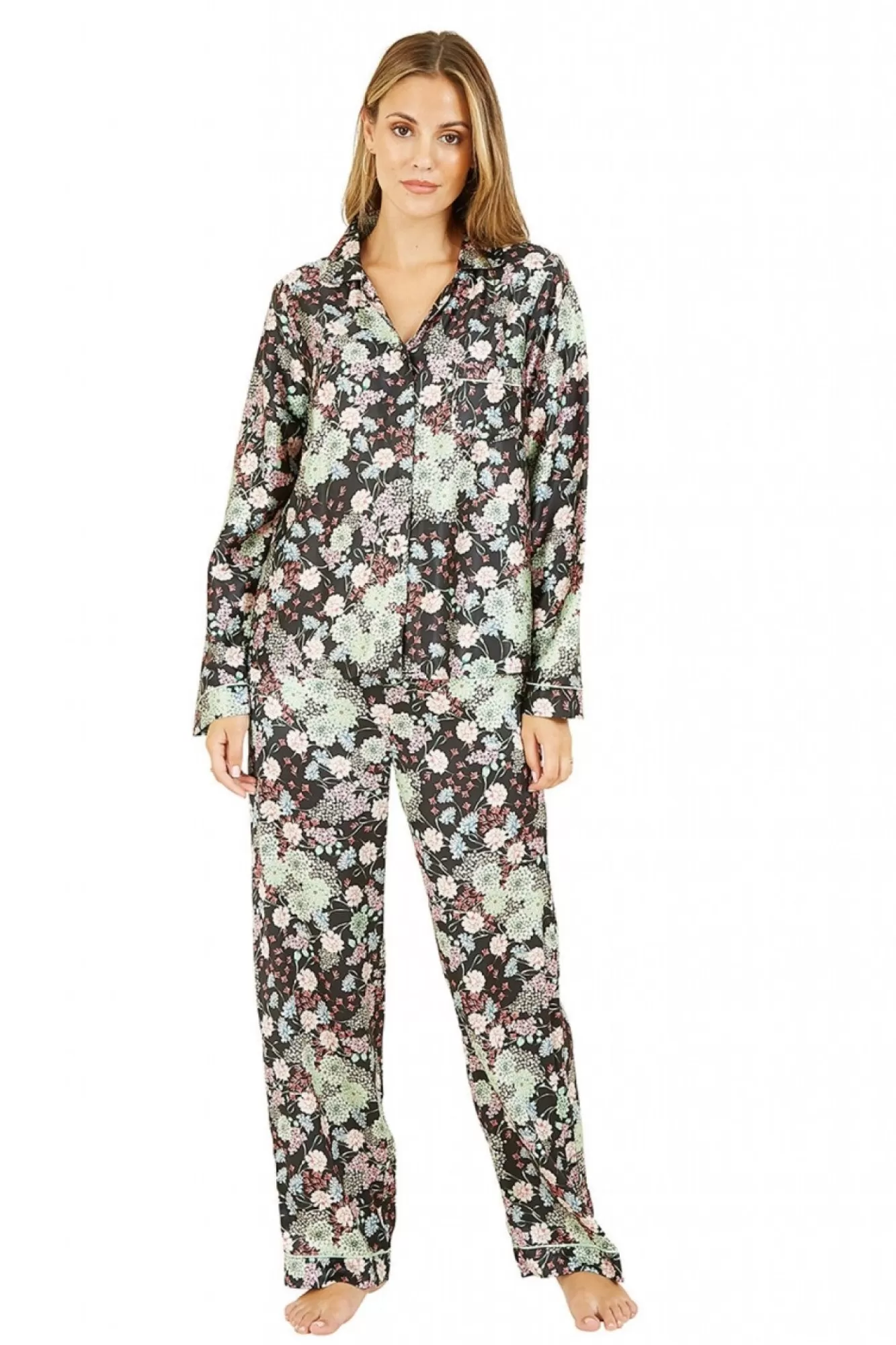 Loungewear & Sleepwear^Yumi Japanese Floral Satin Pyjamas Multicolor
