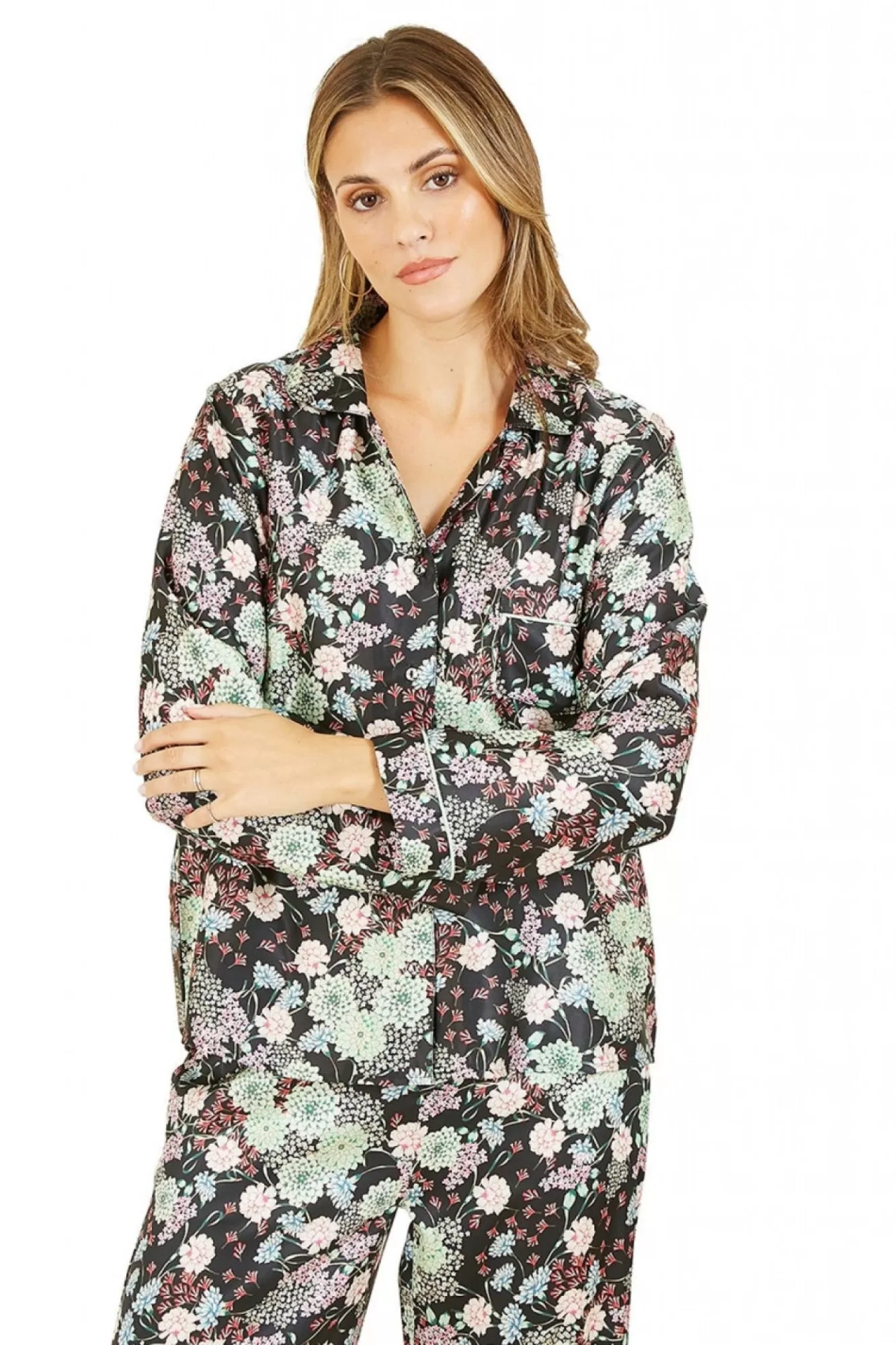 Loungewear & Sleepwear^Yumi Japanese Floral Satin Pyjamas Multicolor