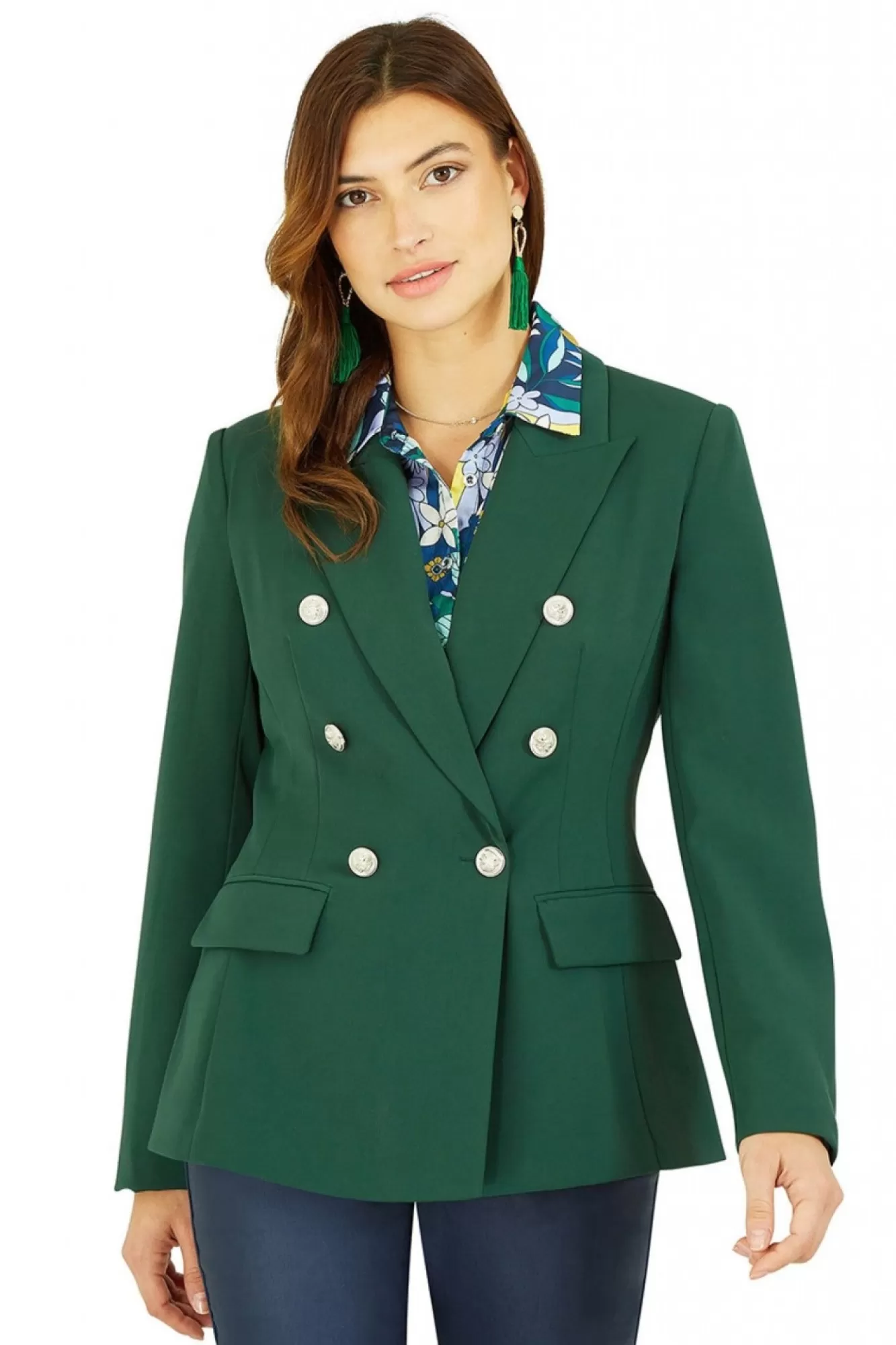 Outerwear^Yumi Khaki Blazer With Button Detail Green