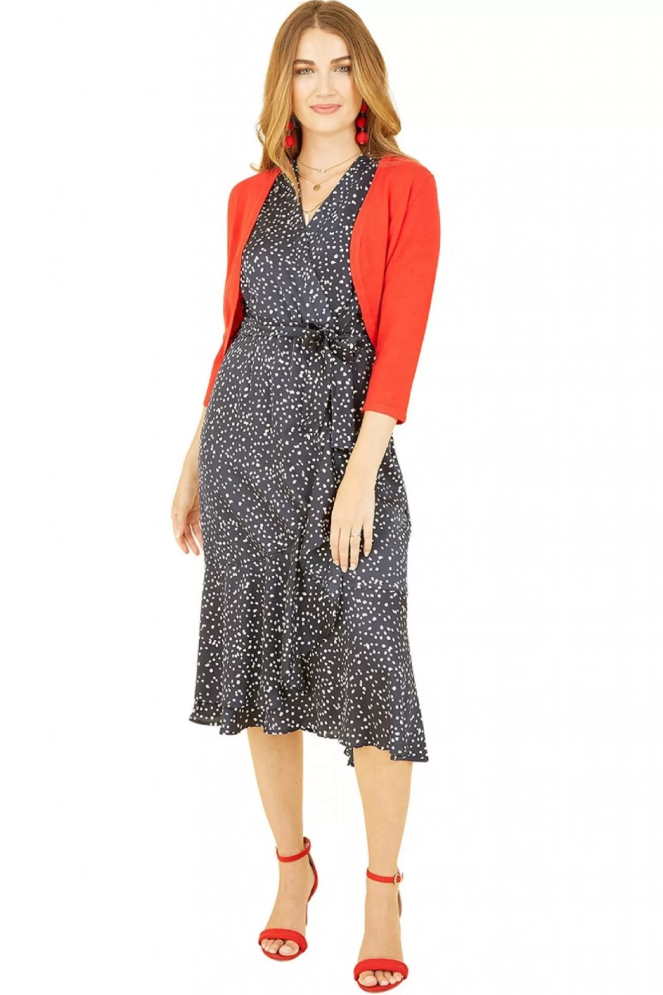 Cardigans^Yumi Knitted Curve Bolero Red