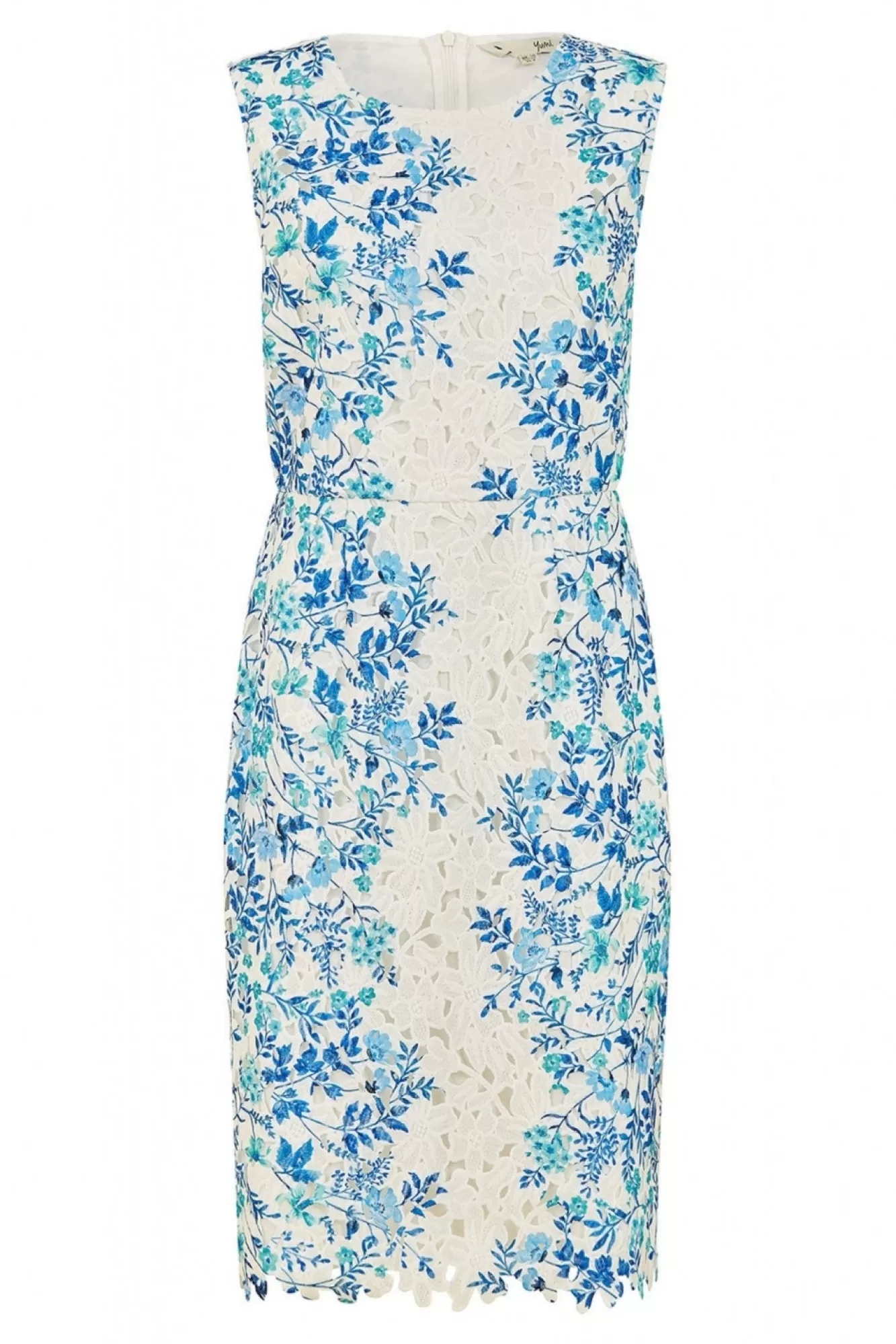 Mini Dresses^Yumi Lace Fitted Dress With Floral Mirror Print White