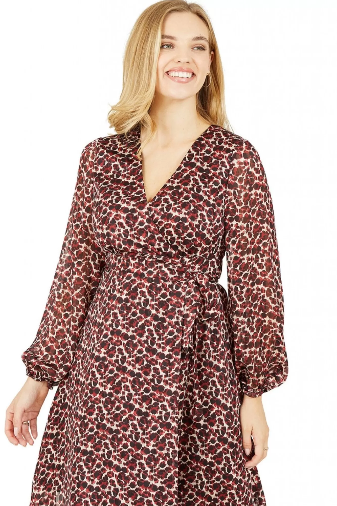 Mini Dresses^Yumi Lurex Leopard Print Wrap Dress Red