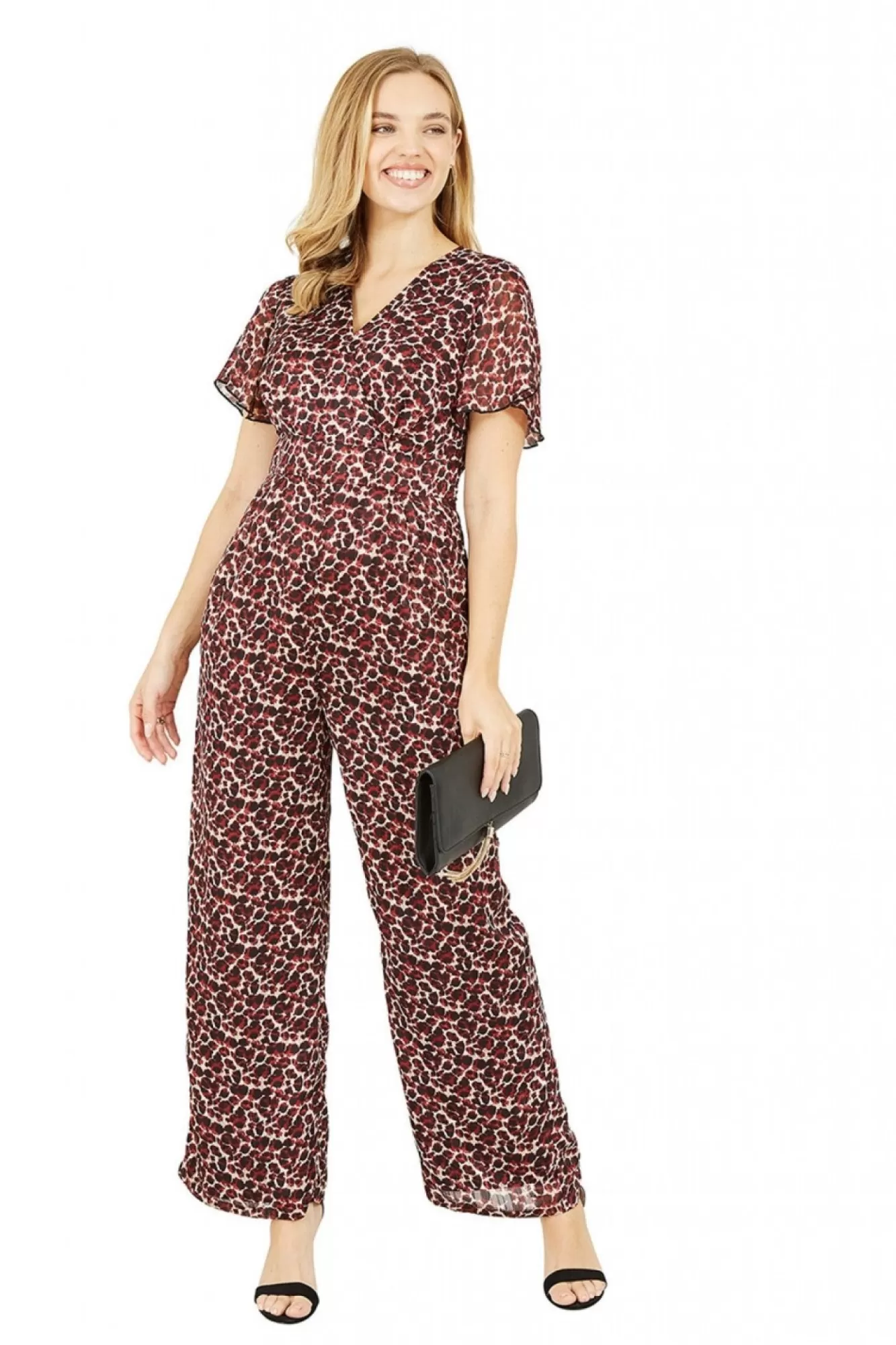 Jumpsuits^Yumi Lurex Leopard Print Wrap Jumpsuit With Pockets Red