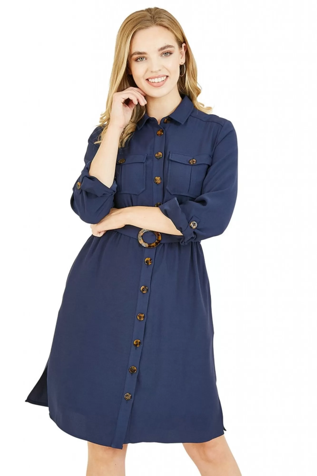 Mini Dresses^Yumi Military Shirtdress Navy