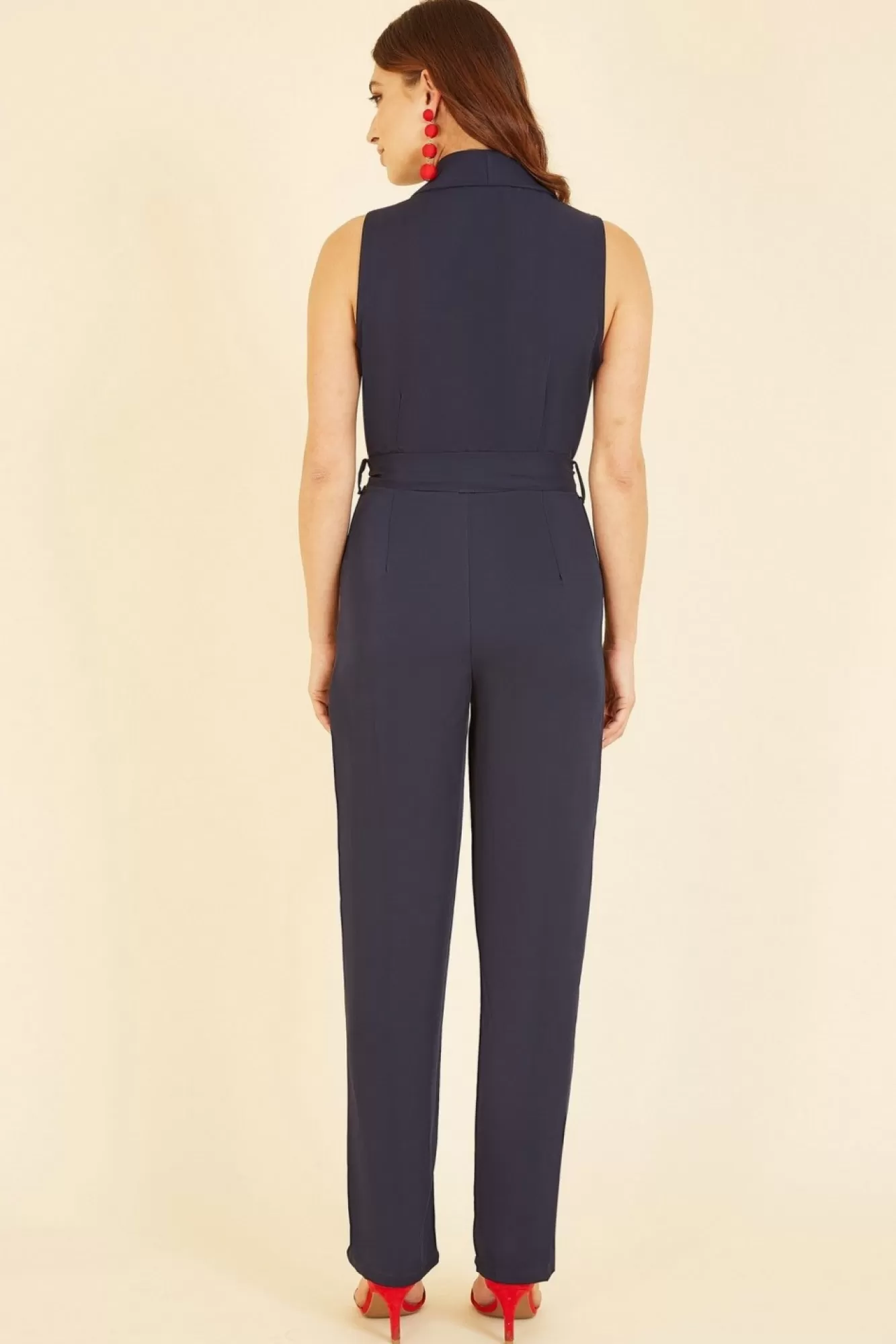 Jumpsuits^Yumi Navy Satin Wrap Front Jumpsuit Blue