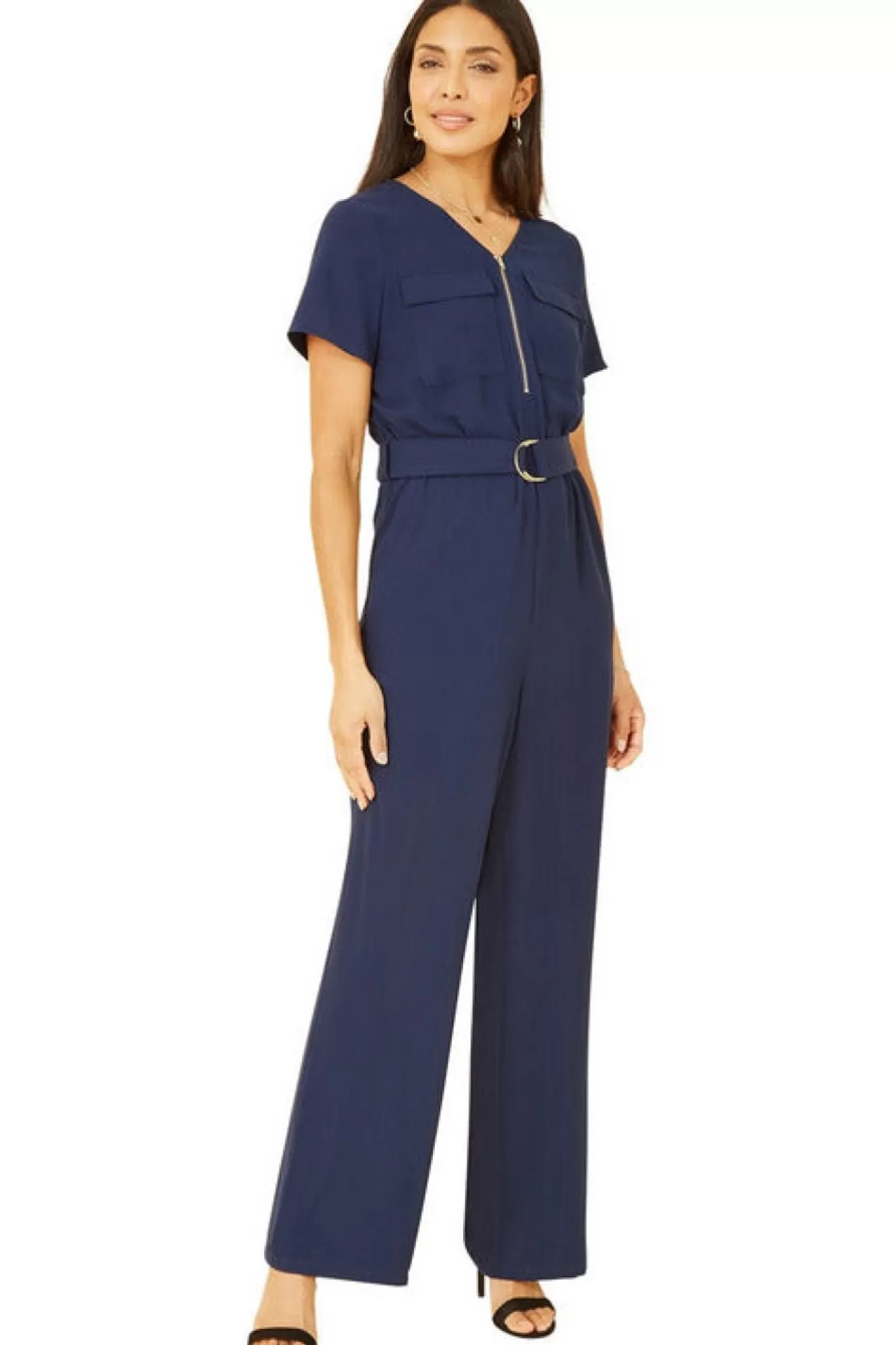 Jumpsuits^Yumi Navy Utility Jumpsuit With Zip And Belt Detail Blue
