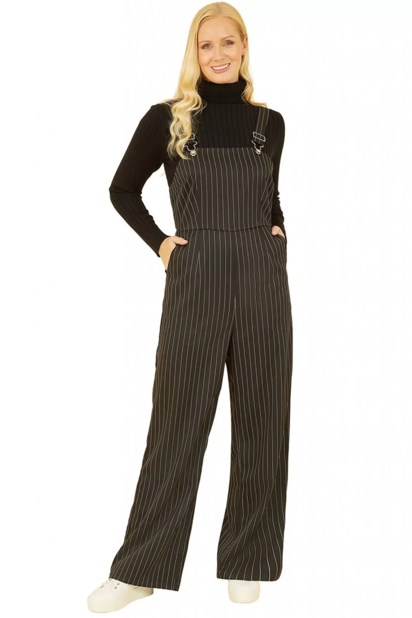 Jumpsuits^Yumi Pinstripe Dungaree Jumpsuit Black