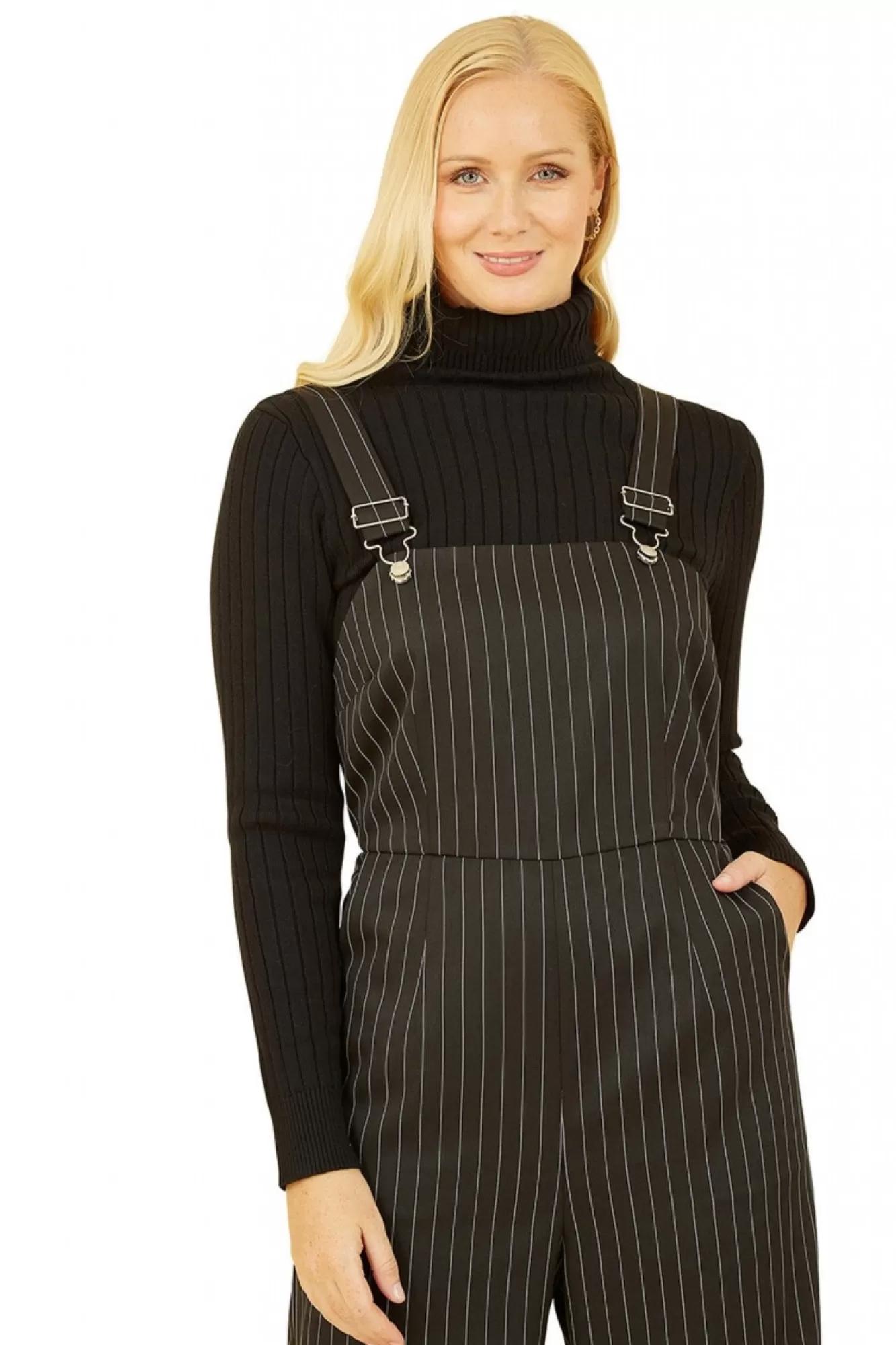 Jumpsuits^Yumi Pinstripe Dungaree Jumpsuit Black