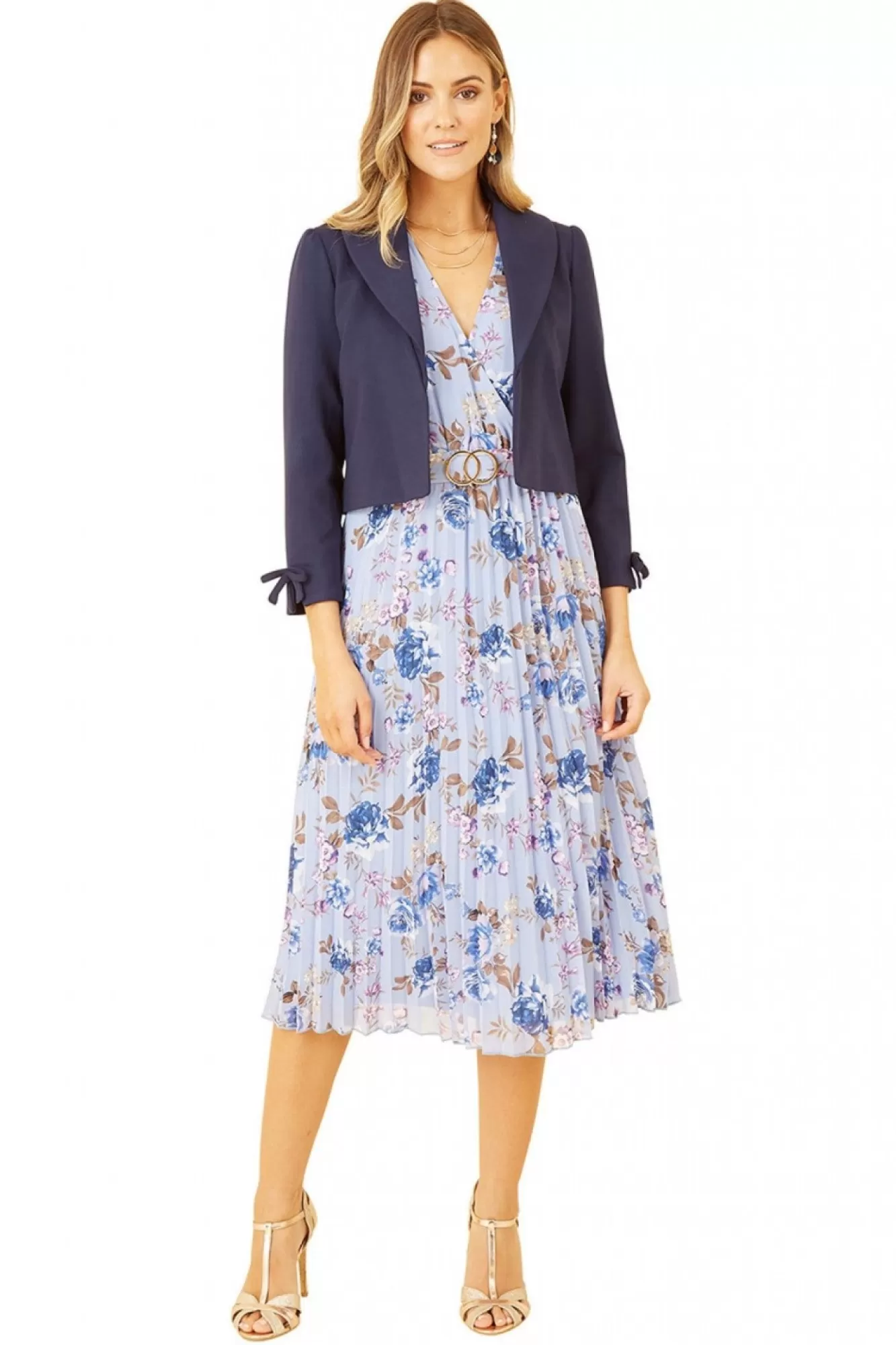 Outerwear^Yumi Ponte Cropped Retro Jacket The Bow Cuff Navy